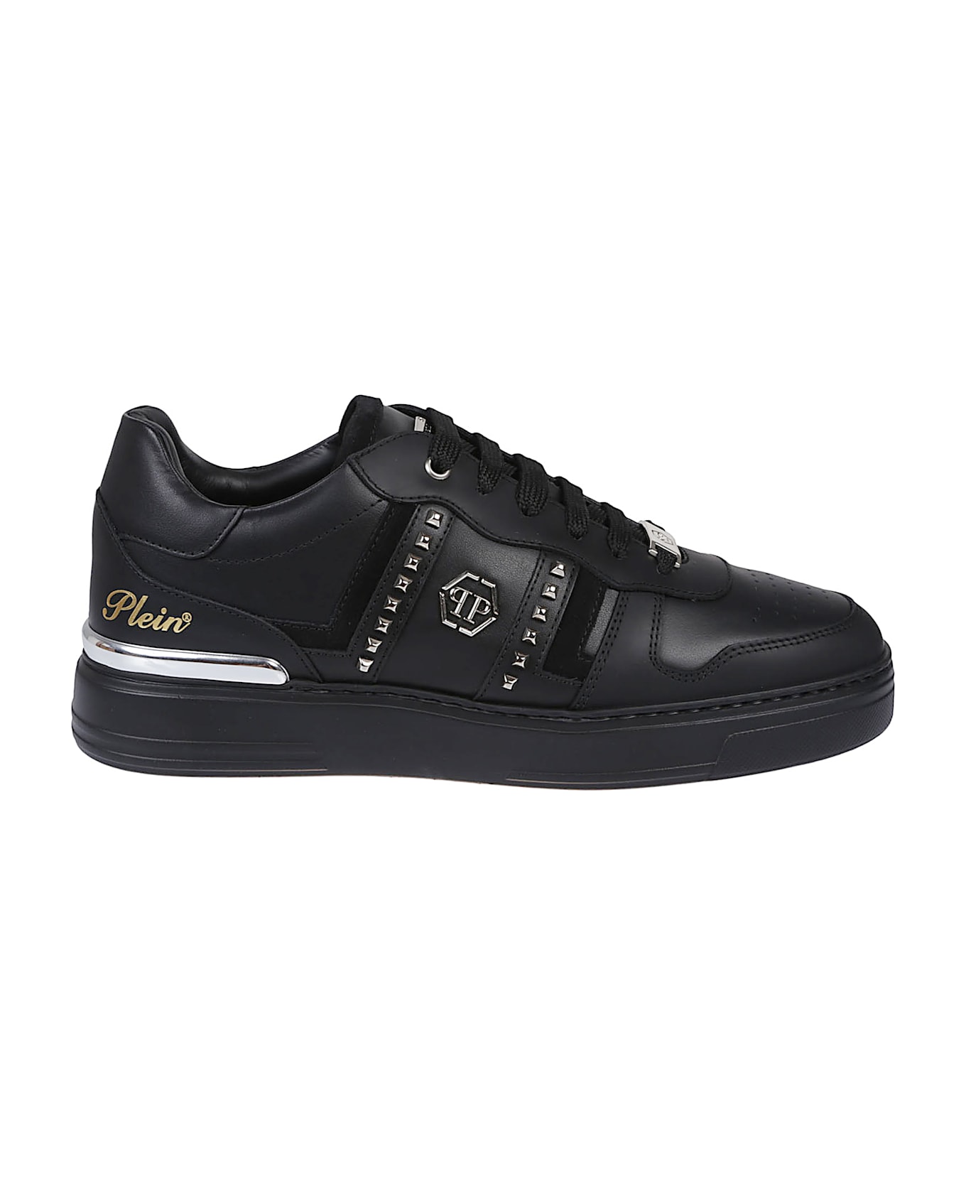 Philipp Plein Mix Cut Studs Low Top Sneakers - Black/black