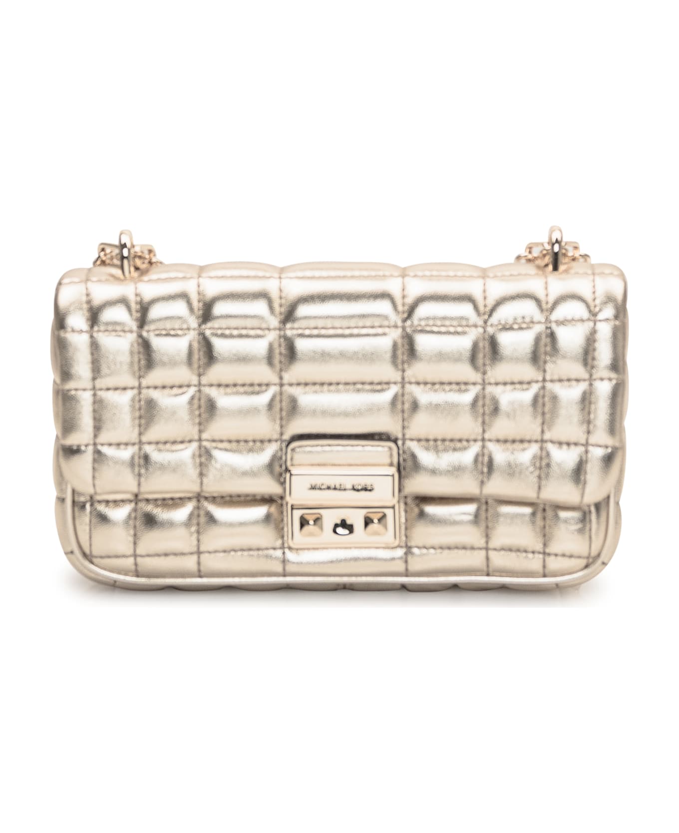 Michael Kors Tribeca Quilted Leather Metallic Shoulder Bag - PALE GOLD