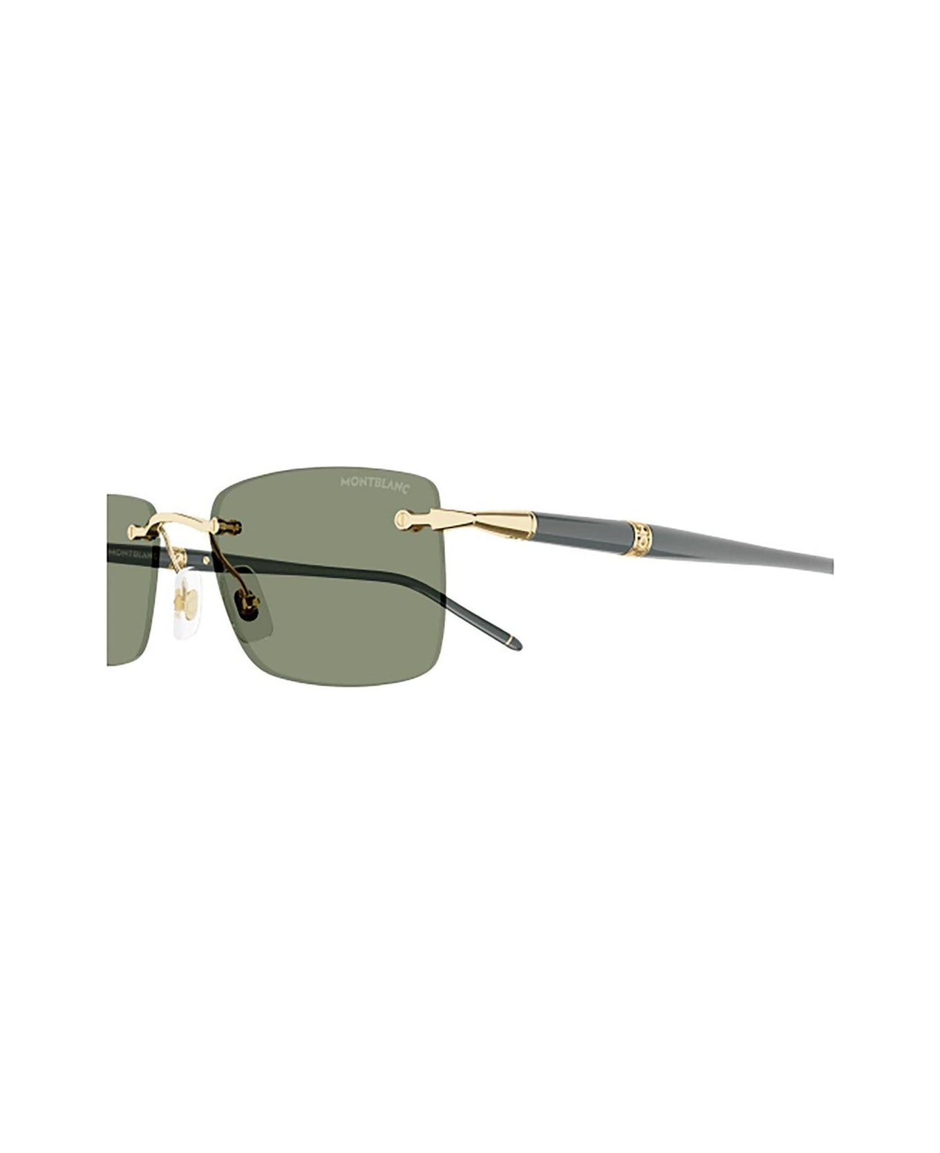 Montblanc Rectangle Frame Sunglasses - 005 gold grey green