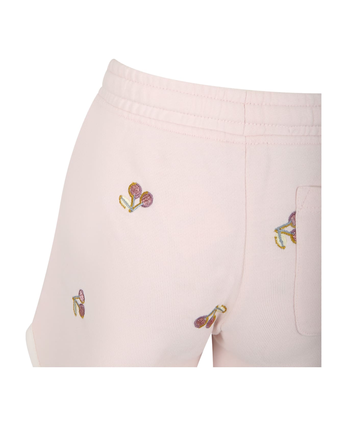 Bonpoint Pink Shorts For Girl With Cherries - Pink ボトムス