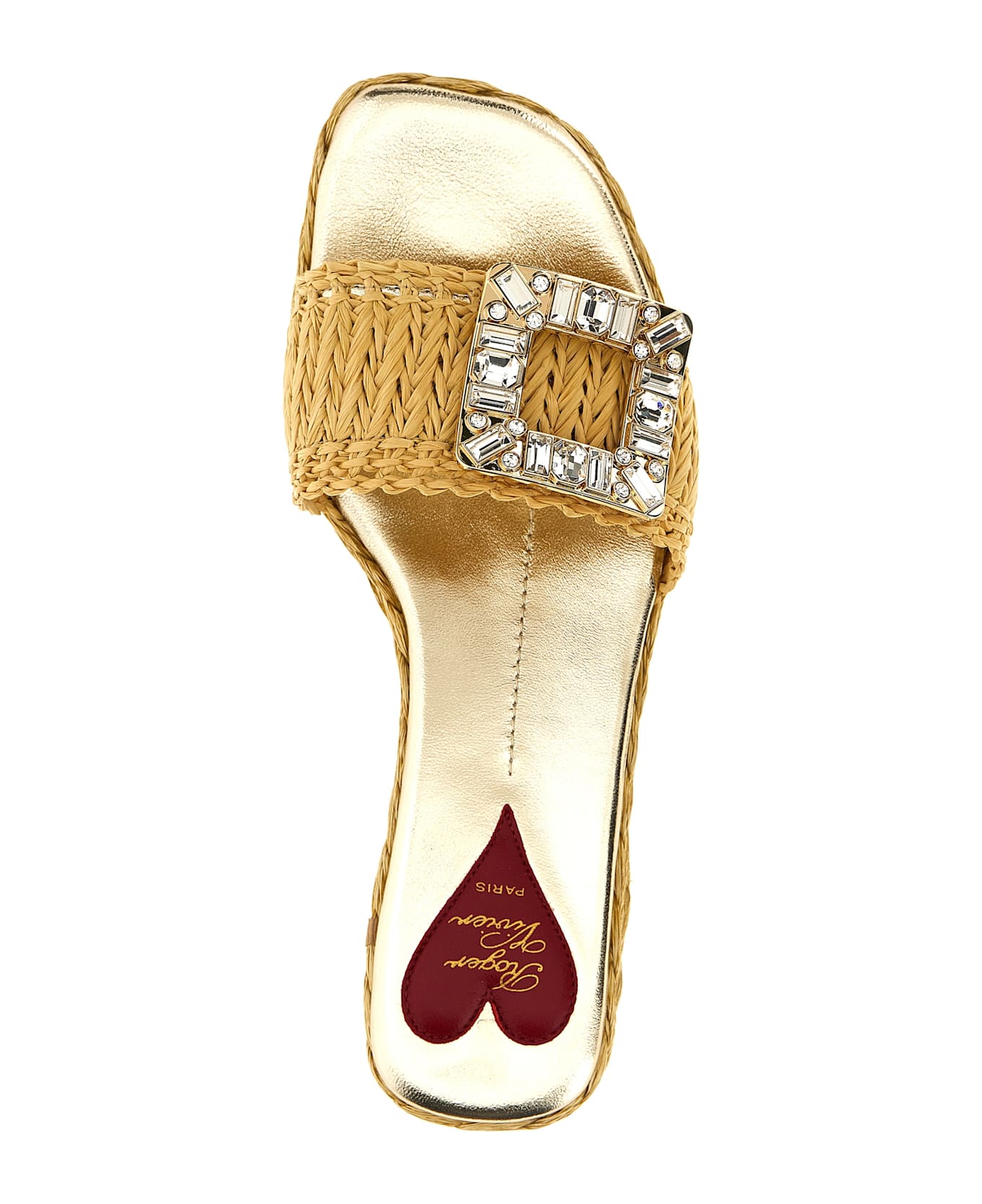 Roger Vivier Raffia Jewel Sandals - CREMA CHIARO