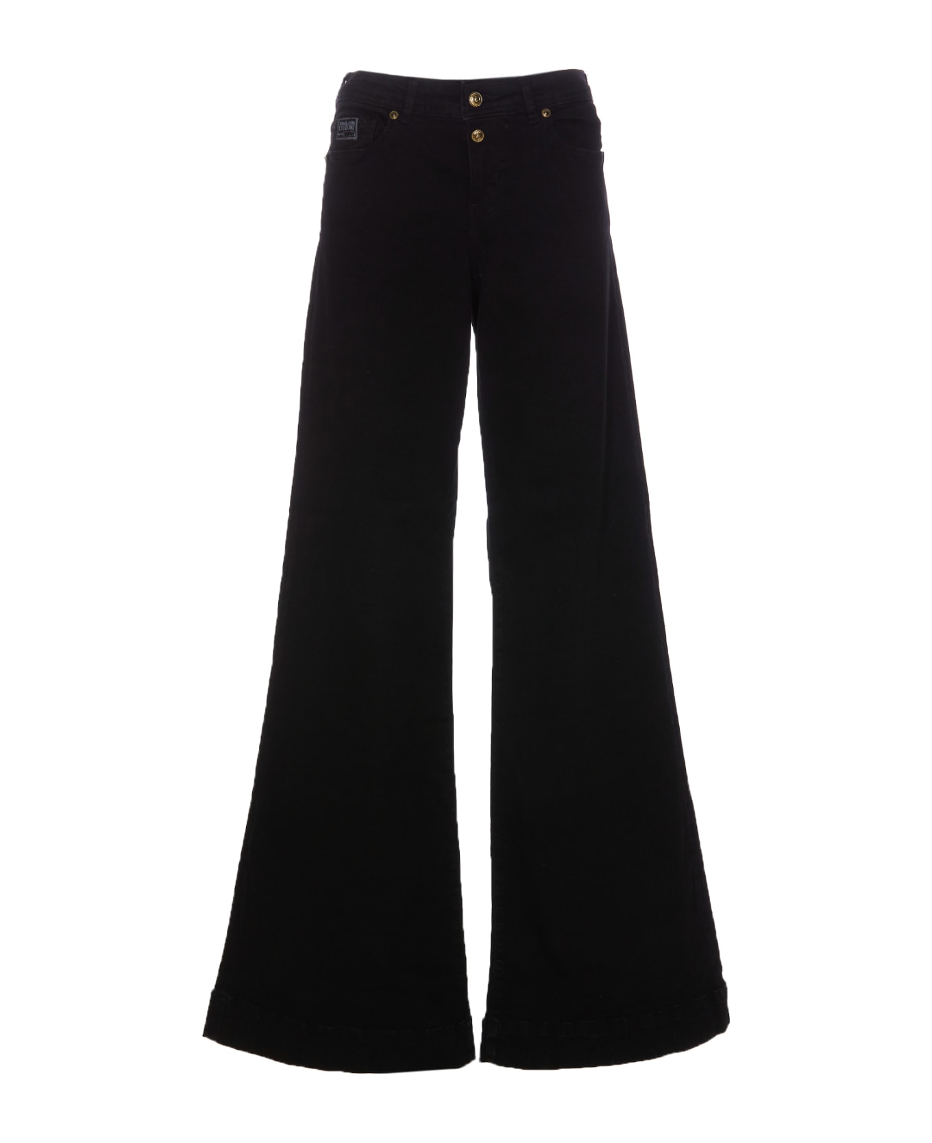 Versace Jeans Couture Flare Jeans With Logo Decorations - Black Black