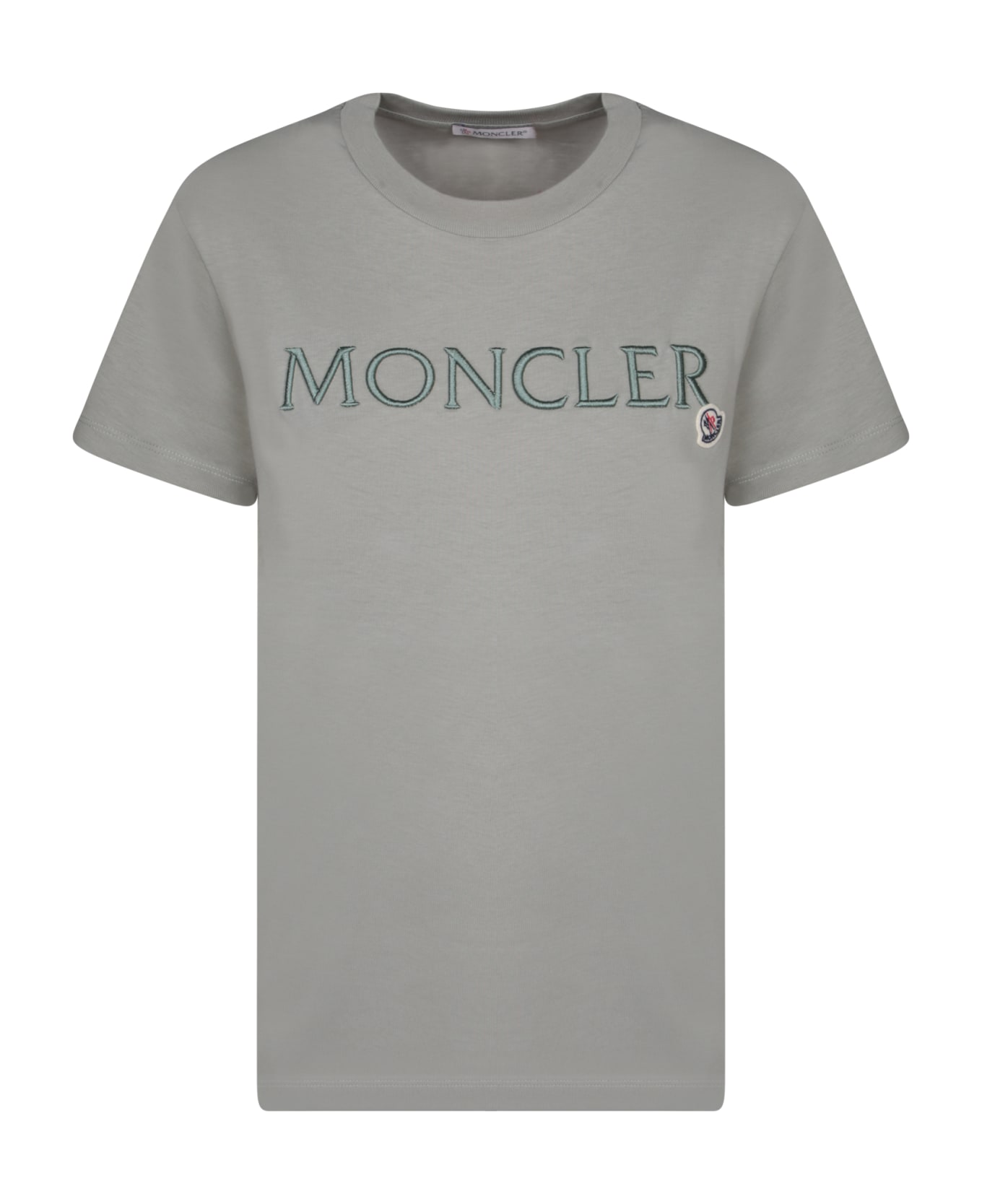 Moncler Logo Embroidered Crewneck T-shirt - Verde Tシャツ