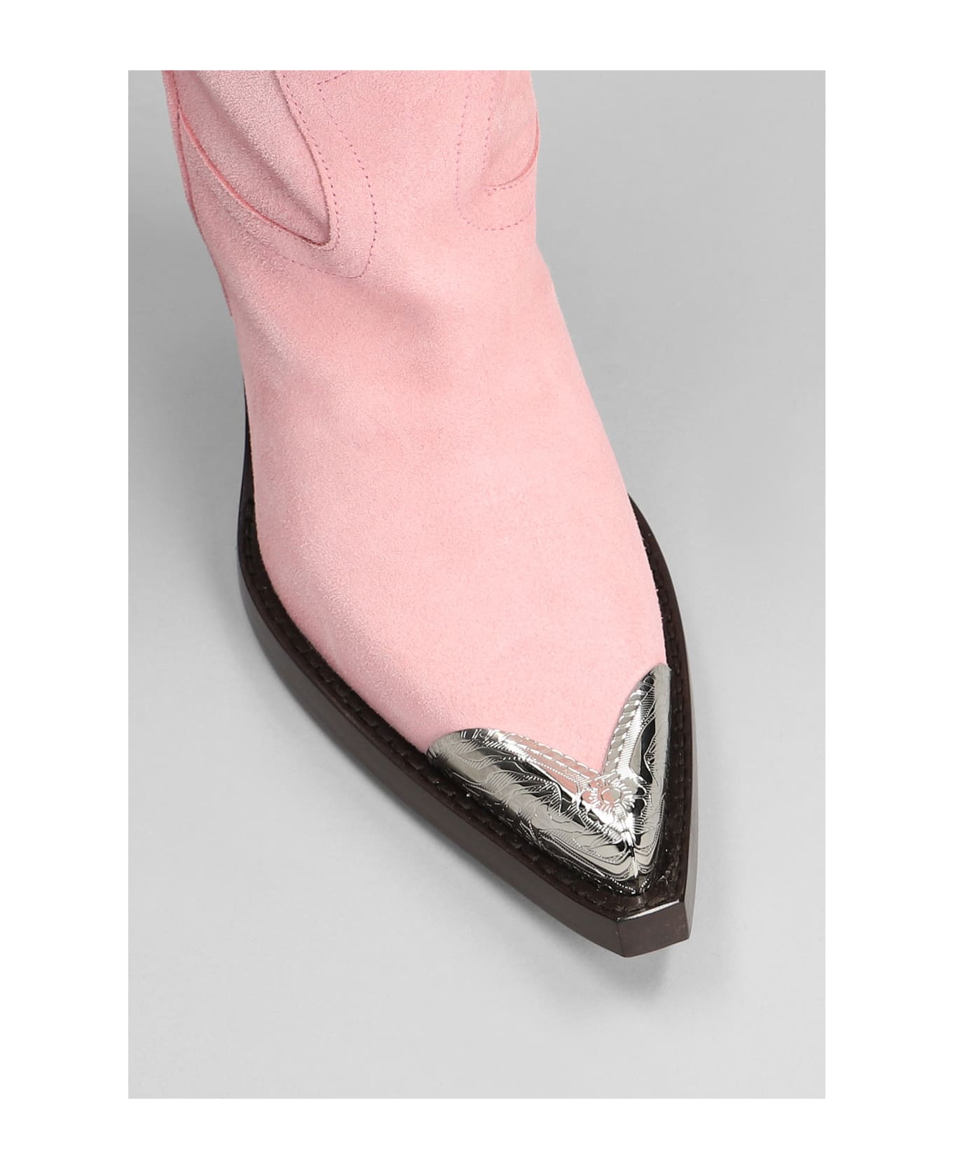 Paris Texas El Dorado Texan Boots In Rose-pink Suede - Black