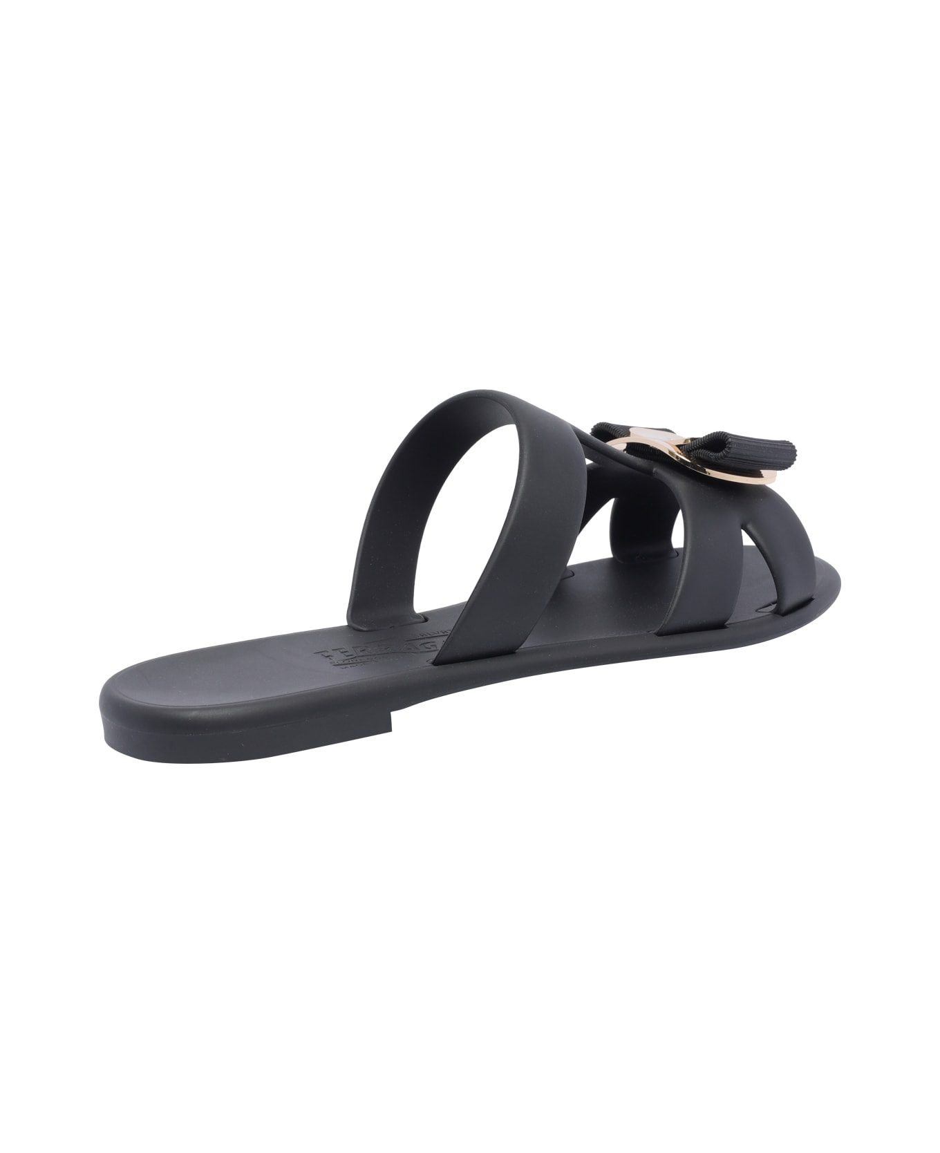 Ferragamo New Vara Plate Slides - Black