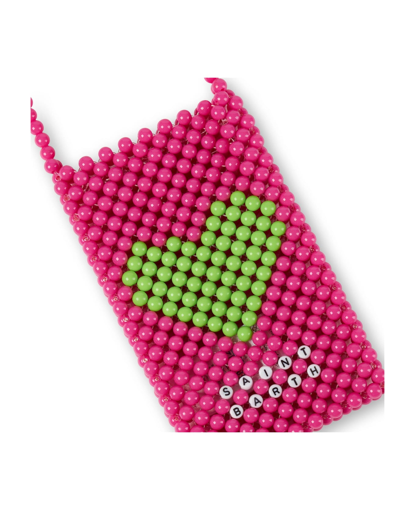 MC2 Saint Barth Pink Beaded Phone Holder With Green Heart - PINK