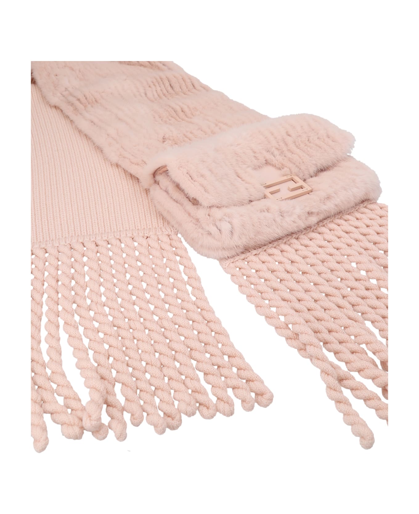 Fendi Mink And Wool Scarf - Pink