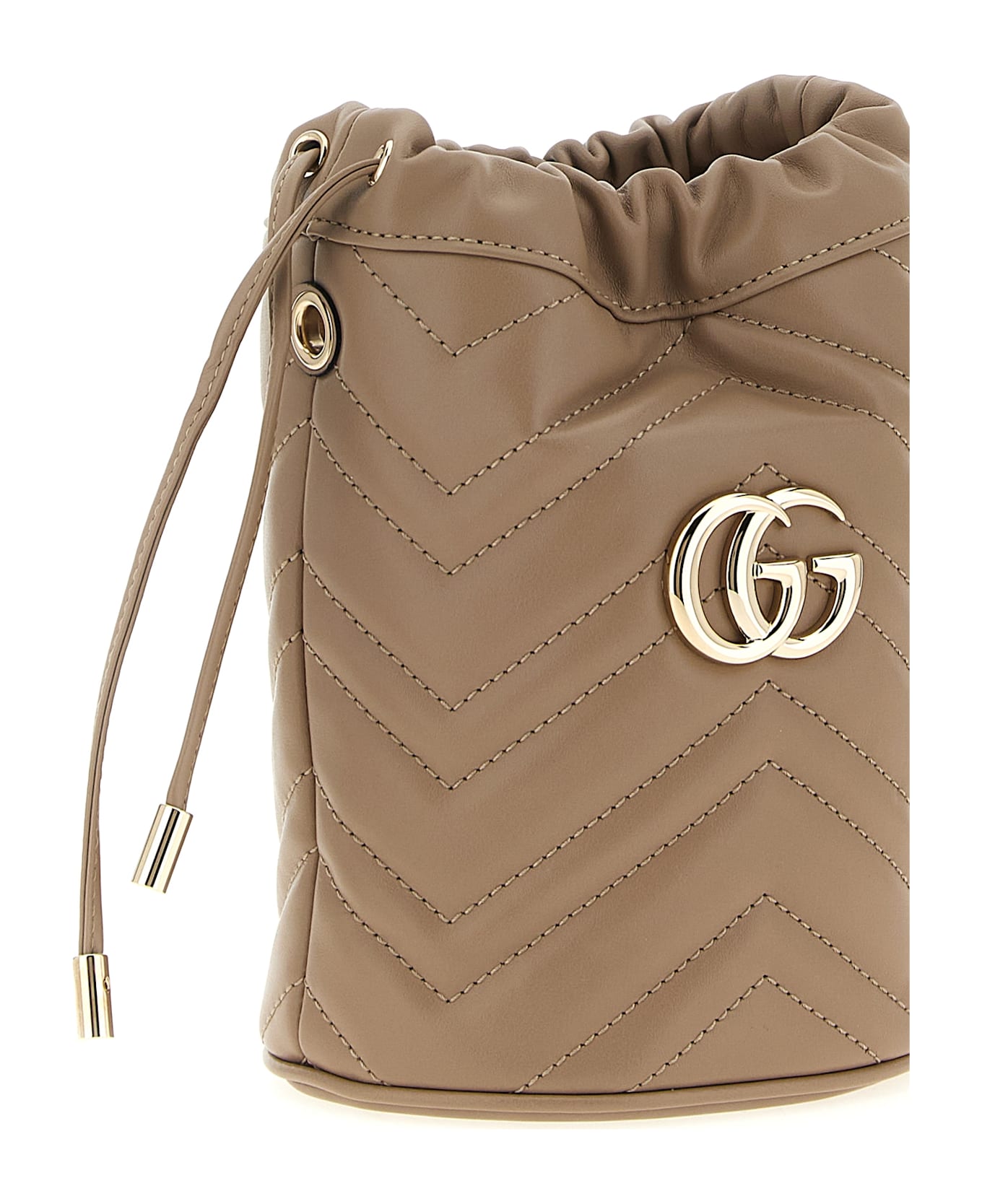 Gucci 
gg Marmont
 Small Bucket Bag - Beige