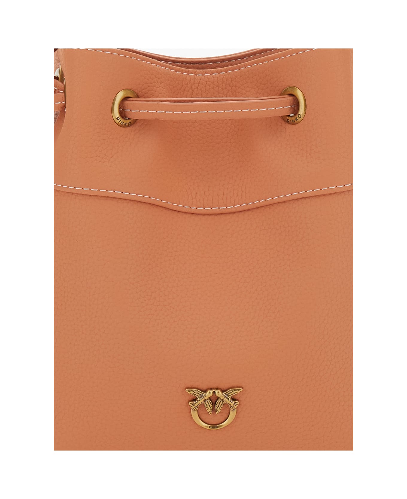 Pinko Leather Shoulder Bag With Logo - Orange