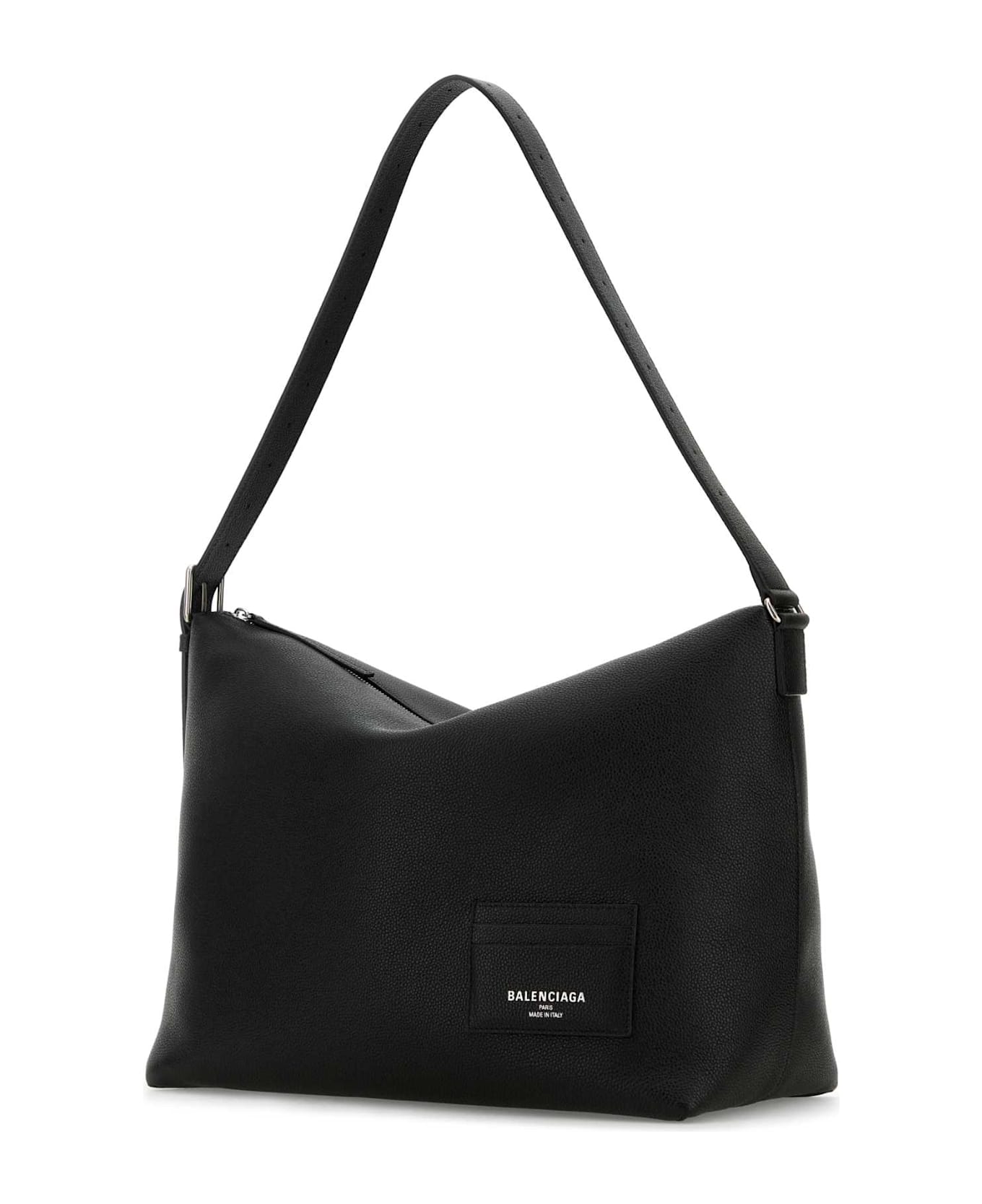 Balenciaga Black Leather Large Credit Crossbody Bag - Black