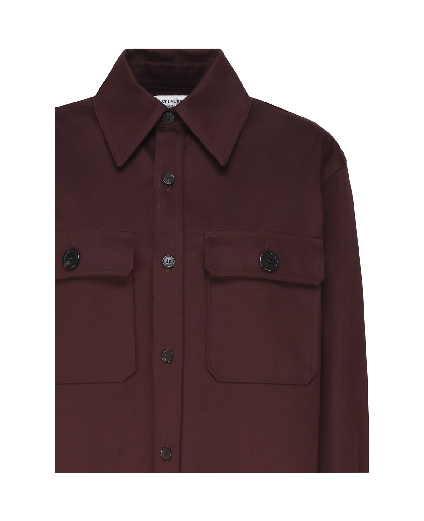 Saint Laurent Saharienne Cotton Shirt - AUBERGINE