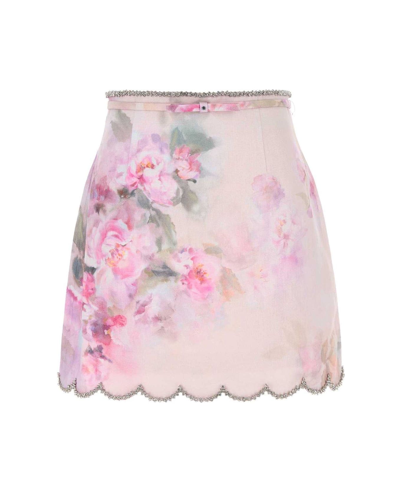 Zimmermann Crush Scalloped Mini Skirt - PINK