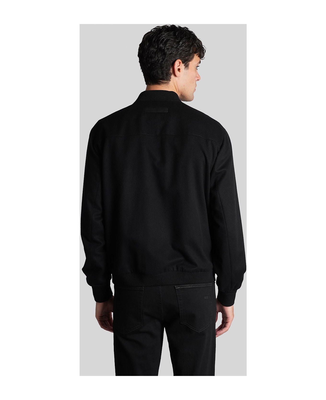 Zegna Bomber Jacket In Black Cashmere - black