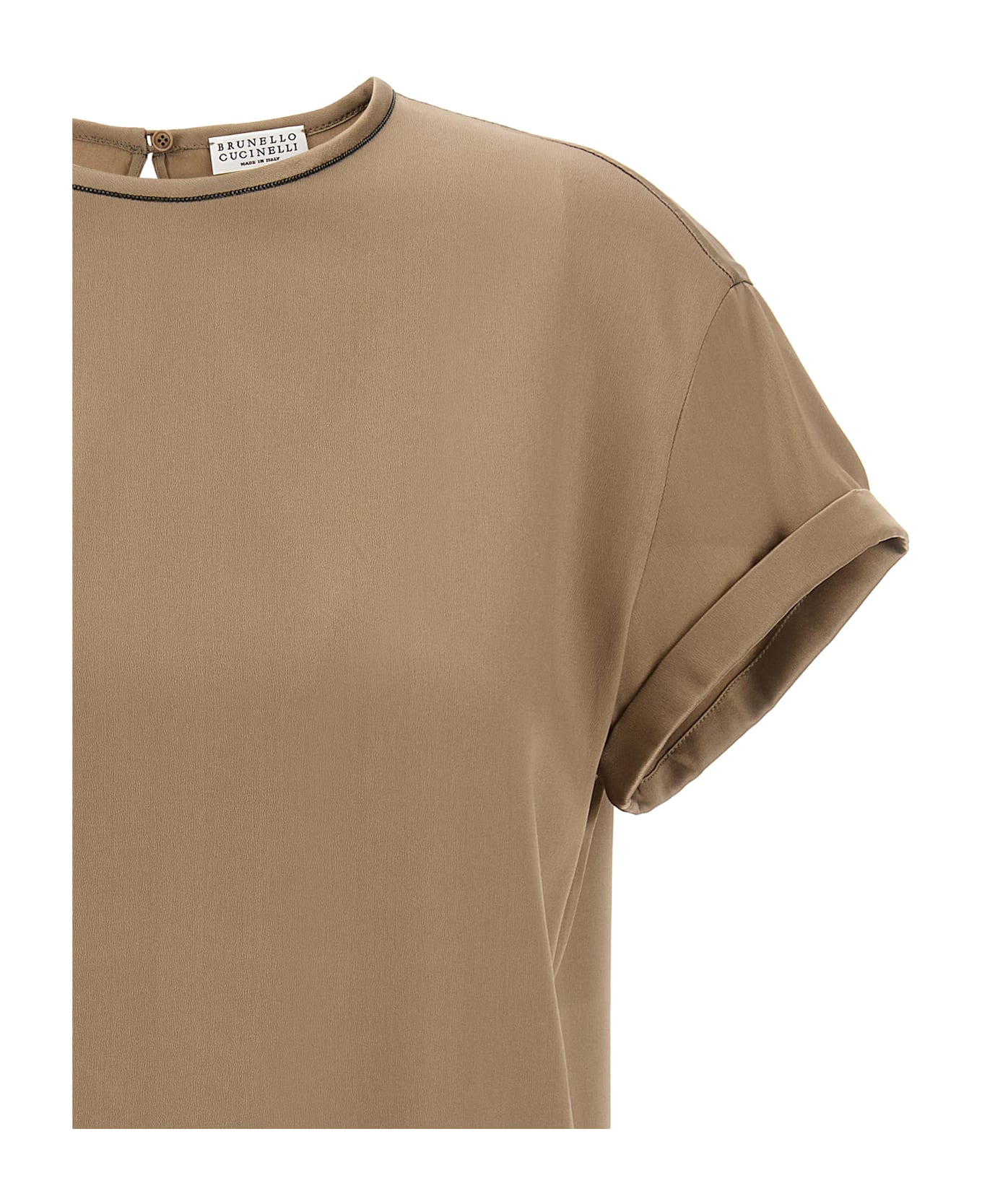 Brunello Cucinelli Monile Silk Blouse - Gray