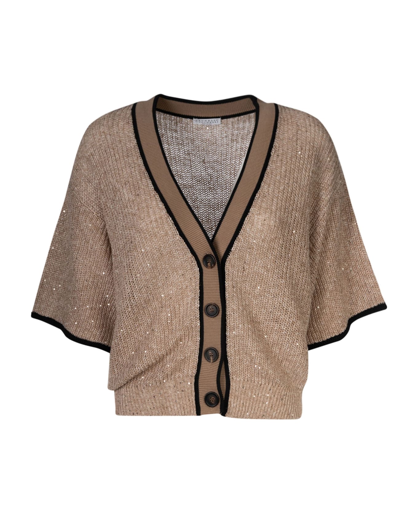 Brunello Cucinelli Ribbed Cropped Cardigan - Camel