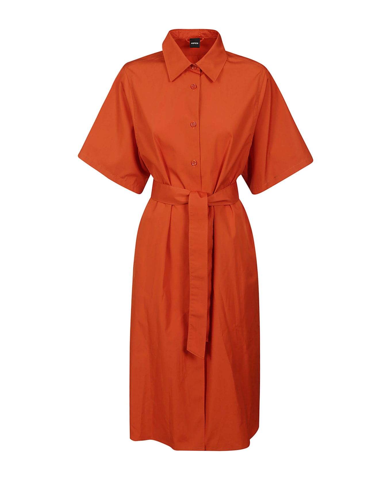 Aspesi Orange Poplin Midi Shirt Dress - Arancione