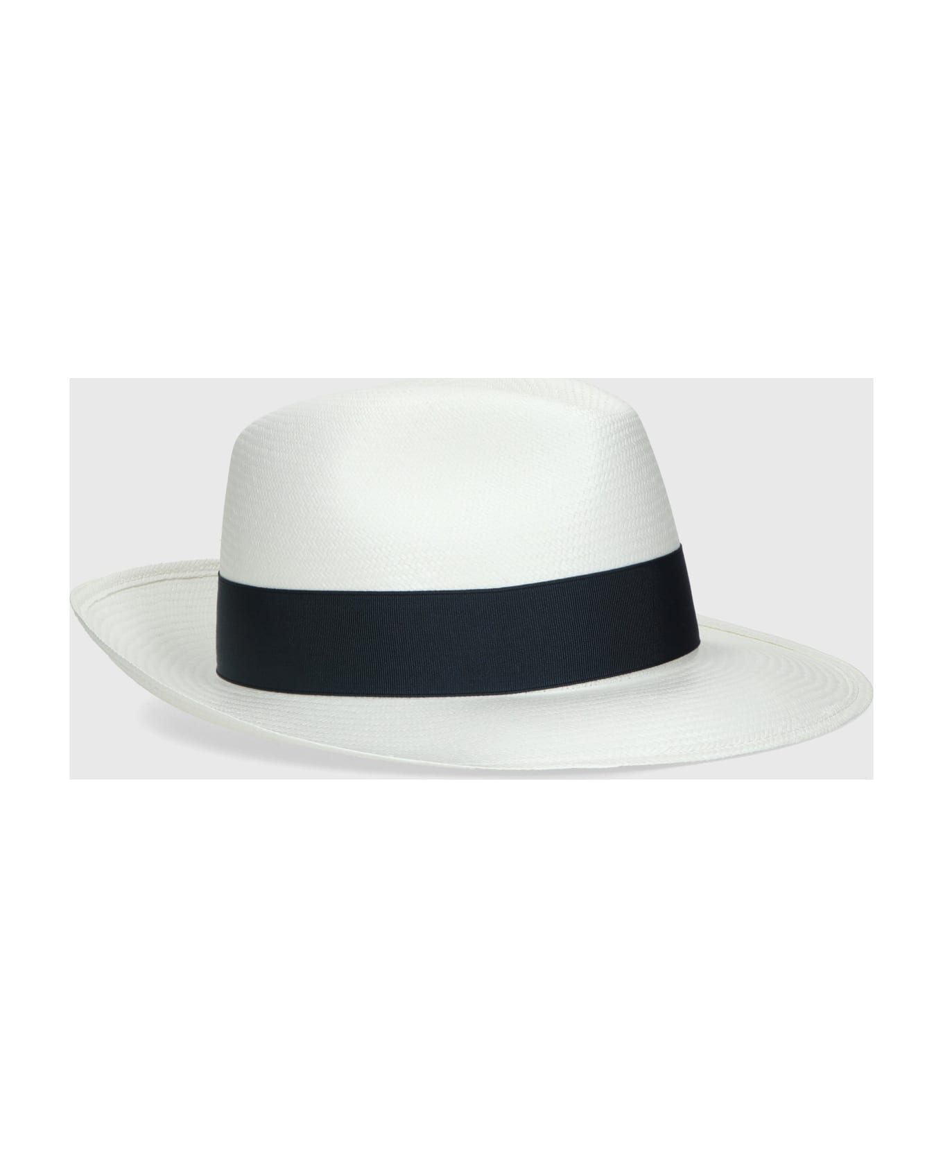 Borsalino Amedeo Fine Panama Wide Brim - WHITE, BLUE HAT BAND 帽子