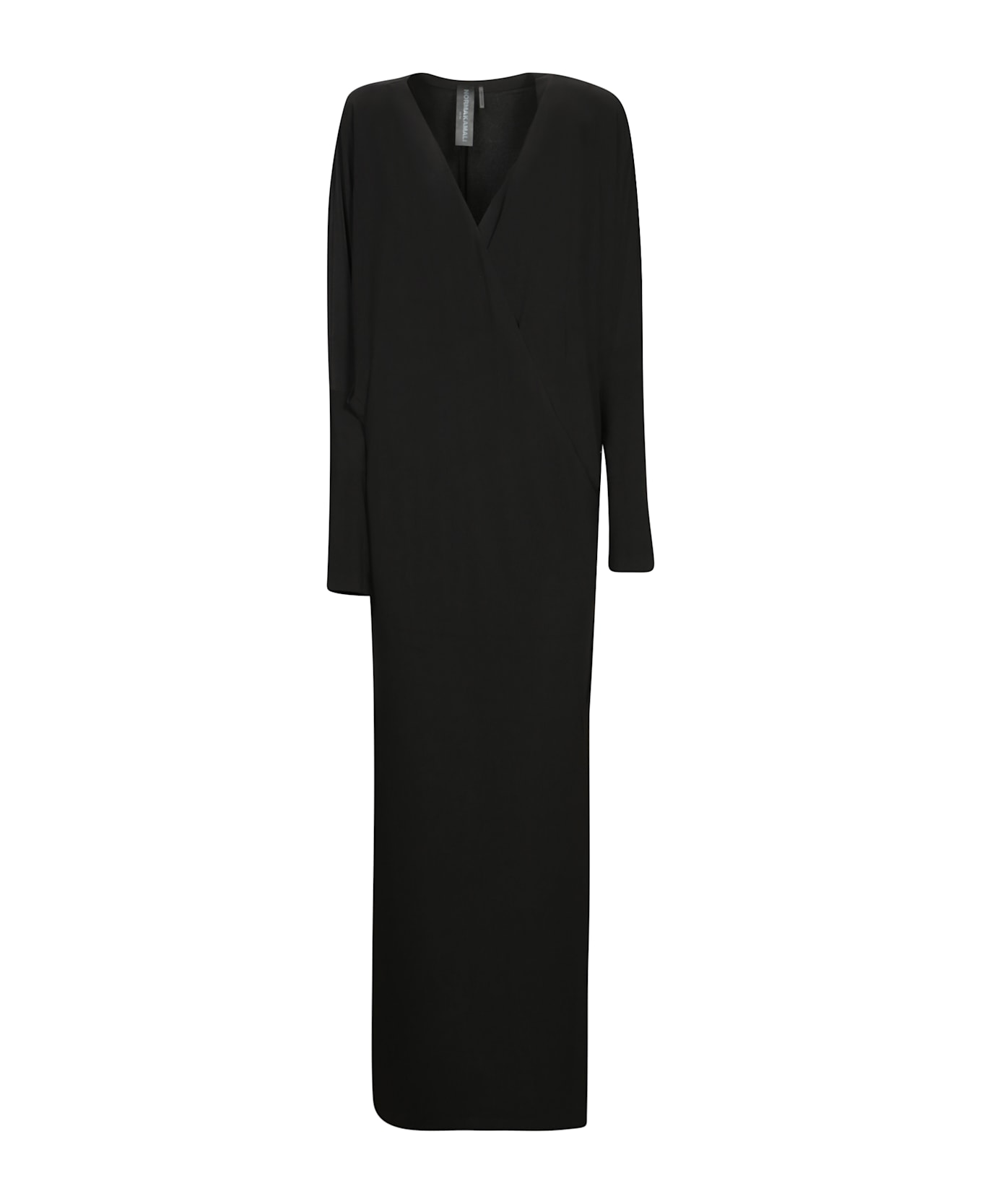 Norma Kamali Black Long Wrap Slit Dress - Black