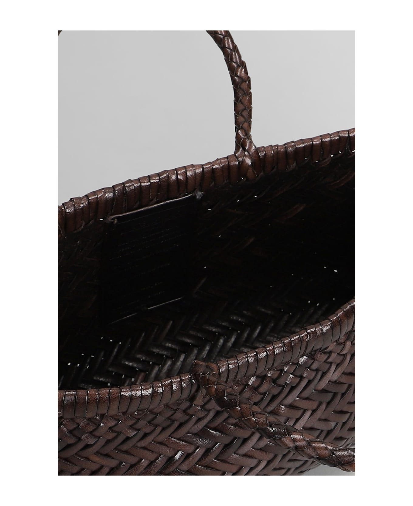 Dragon Diffusion Mini Flat Gora Baskt Hand Bag In Brown Leather - brown