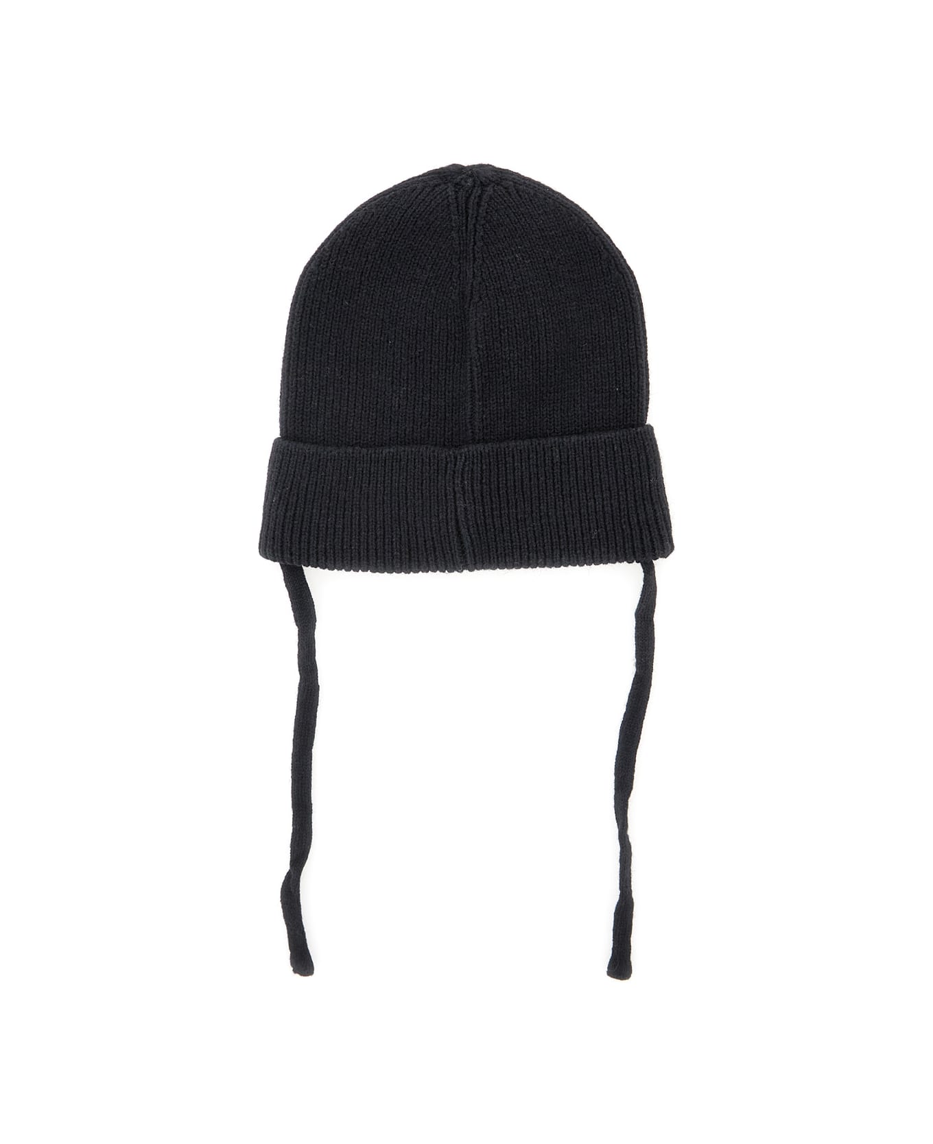 Mini Rodini 
ritzratz
 Black Beanie With Drawstring And Logo Patch On The Front In Wool Blend Baby - Black