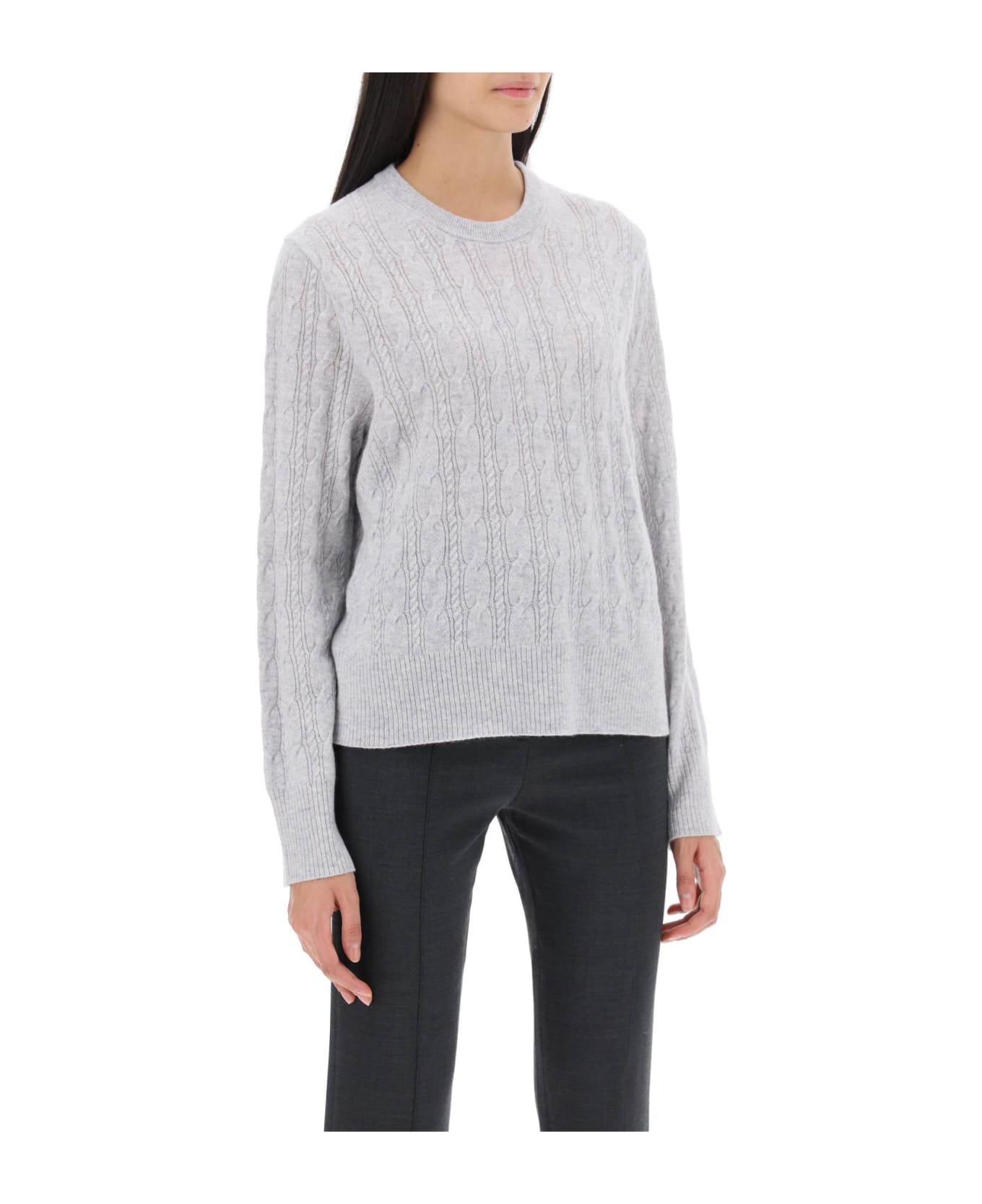 Guest in Residence Twin Cable Cashmere Sweater - STONE (Grey)