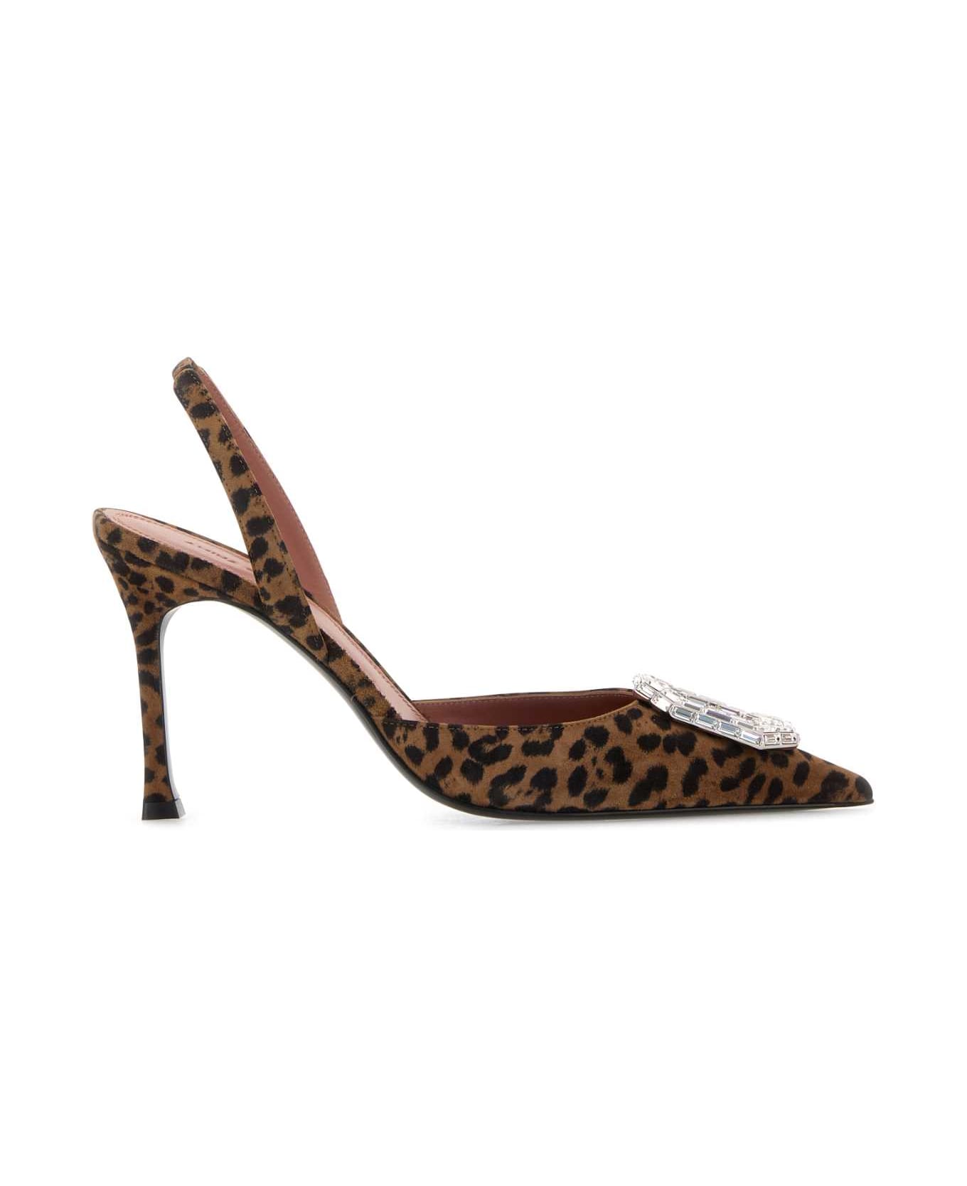 Amina Muaddi Printed Leather Camelia Pumps - LEOPARD90MMSRHEEL