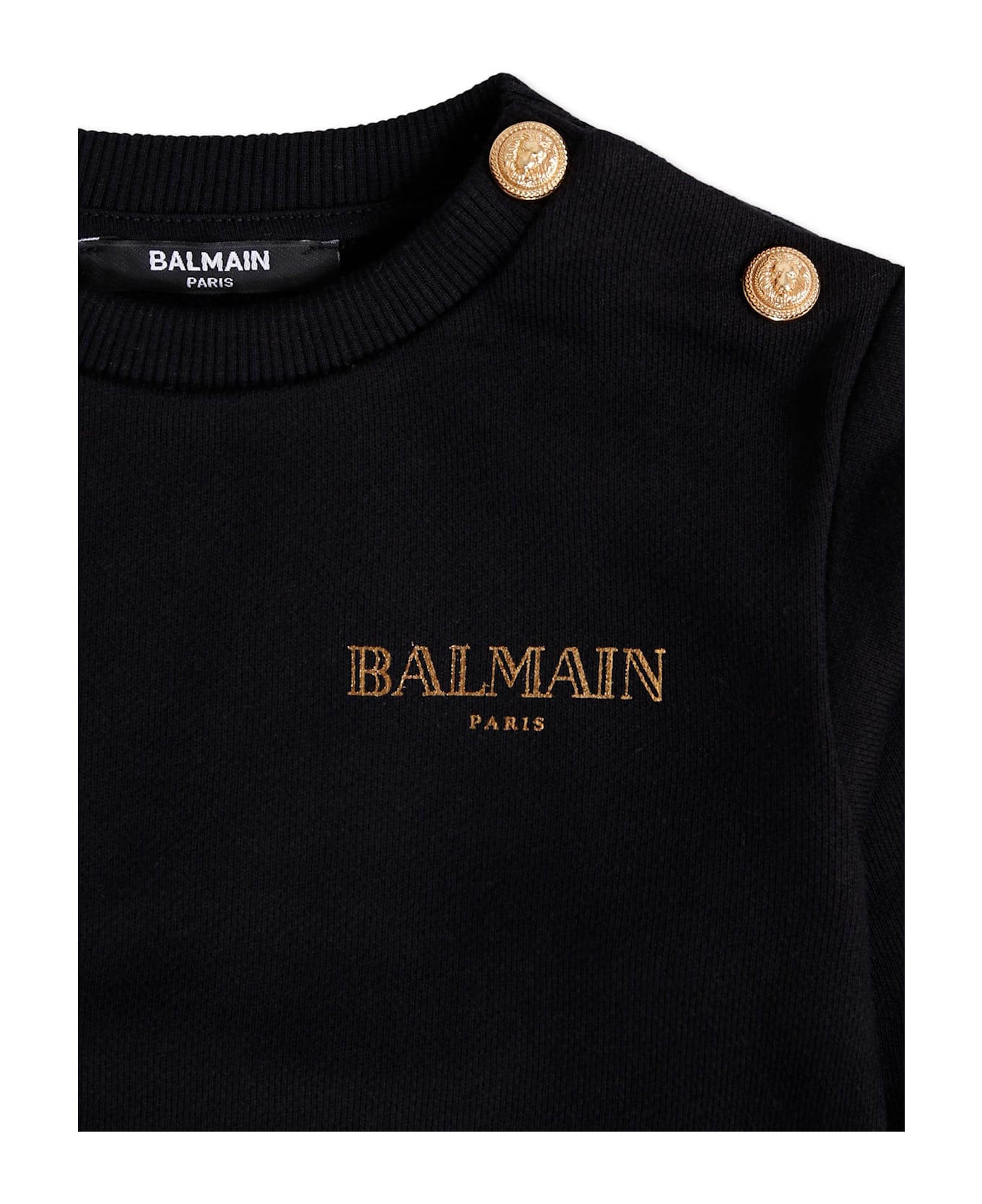 Balmain Black Sweatshirt For Baby Girl With Logo - Black ニットウェア＆スウェットシャツ