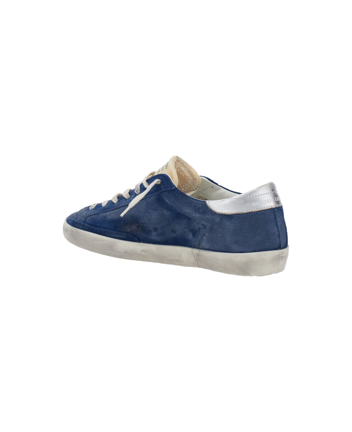 Golden Goose Super-star Suede Upper And Toe Foam Tongue Leather Star Laminated Heel - Blu