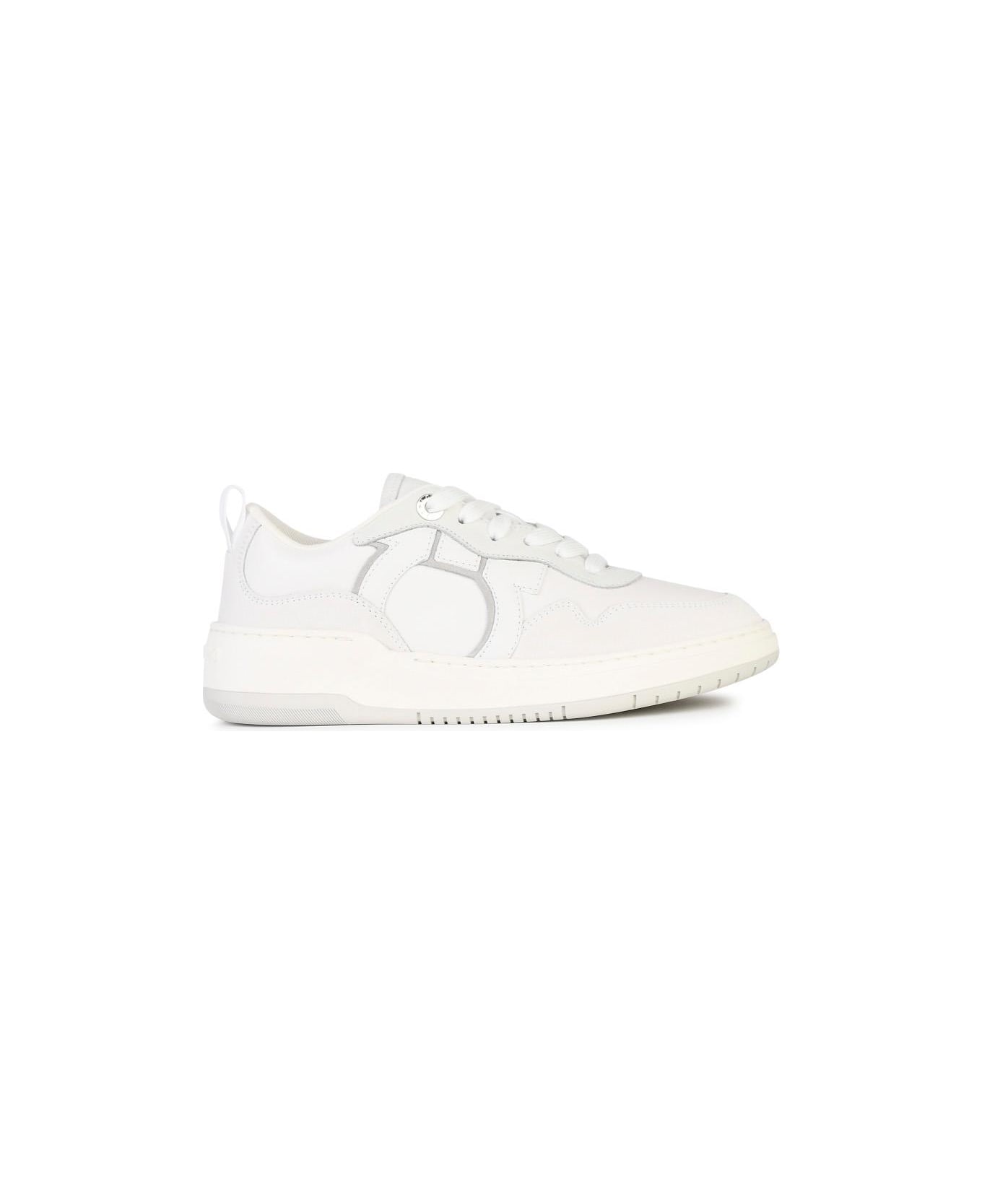Ferragamo 'dania' White Leather Sneakers - White