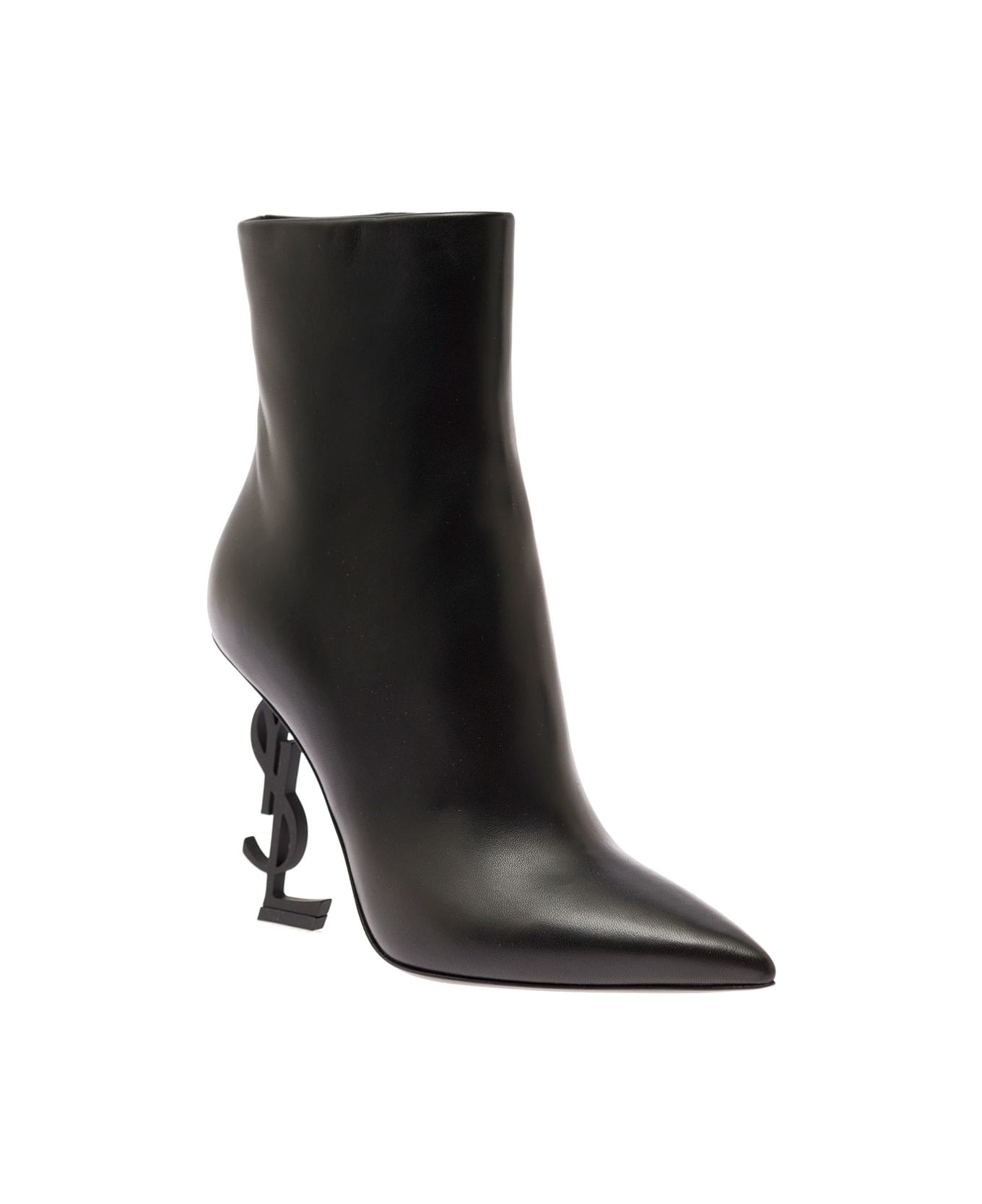 Saint Laurent 'opyum' Boots With Cassandre Heel In Leather Woman - Black