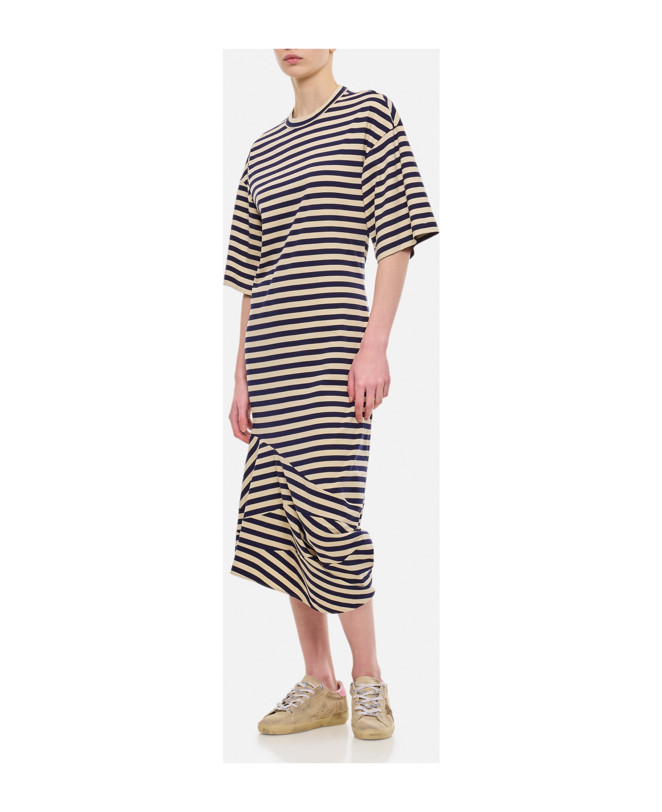 Plan C Striped Midi Dress - Blue ワンピース＆ドレス