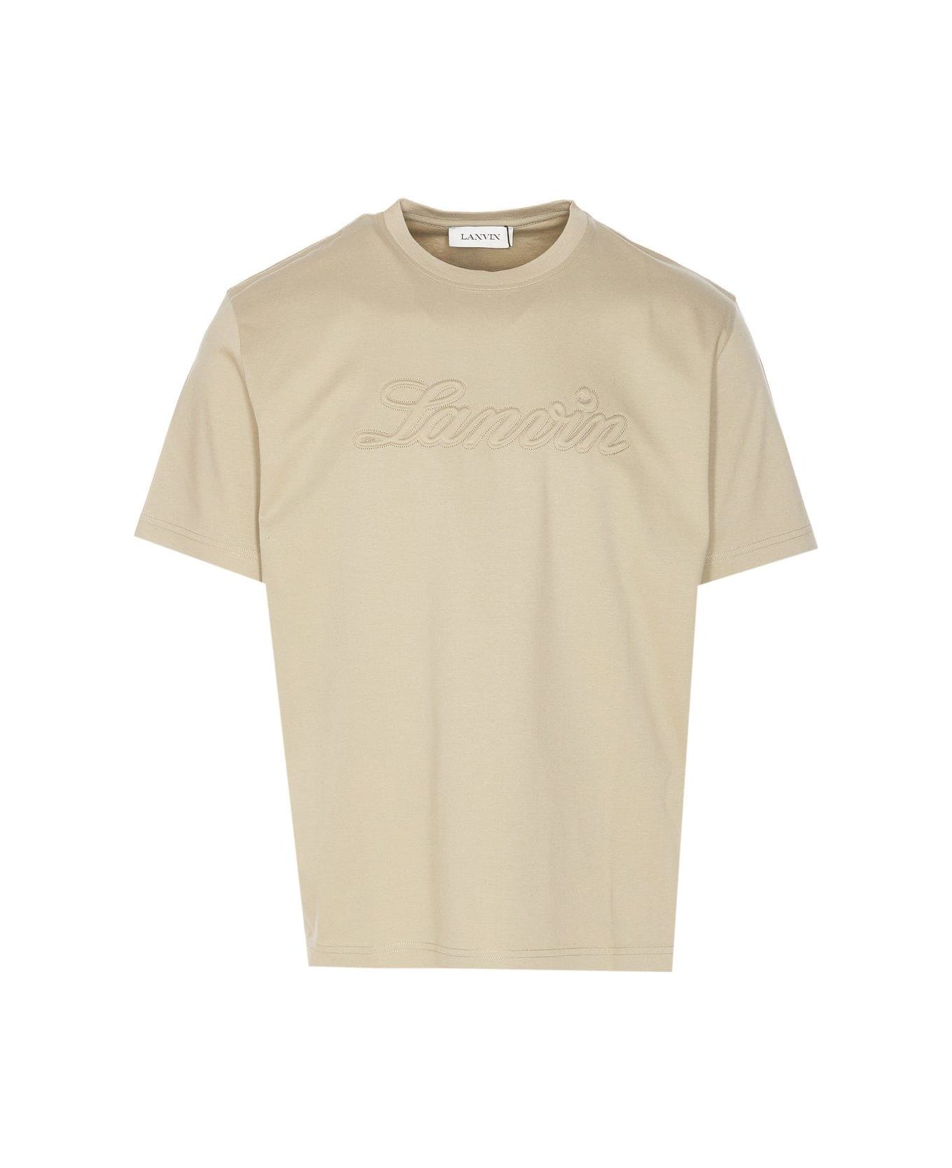Lanvin Logo Embossed Crewneck T-shirt - Green