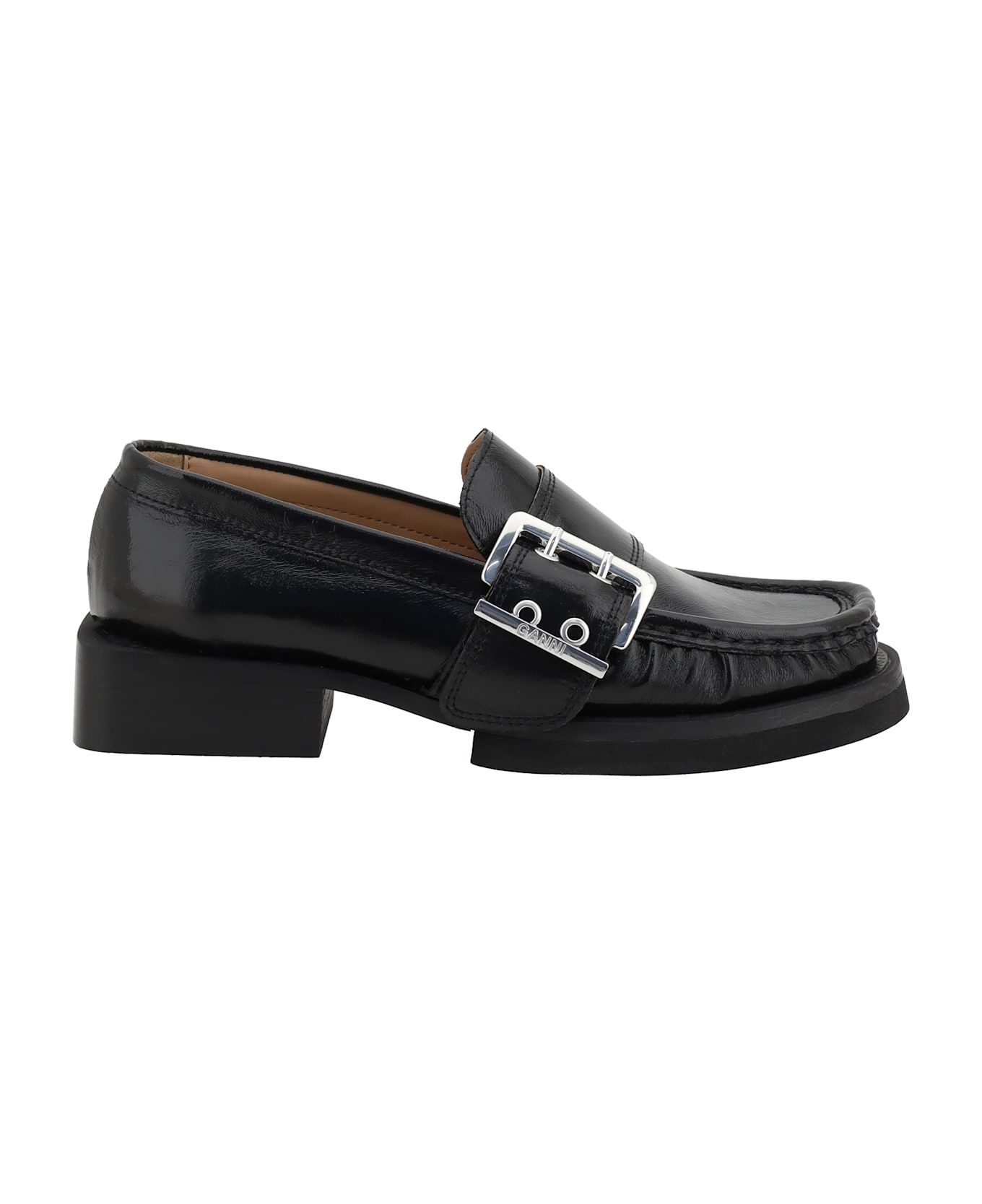 Ganni Feminine Buckle Loafers - Black
