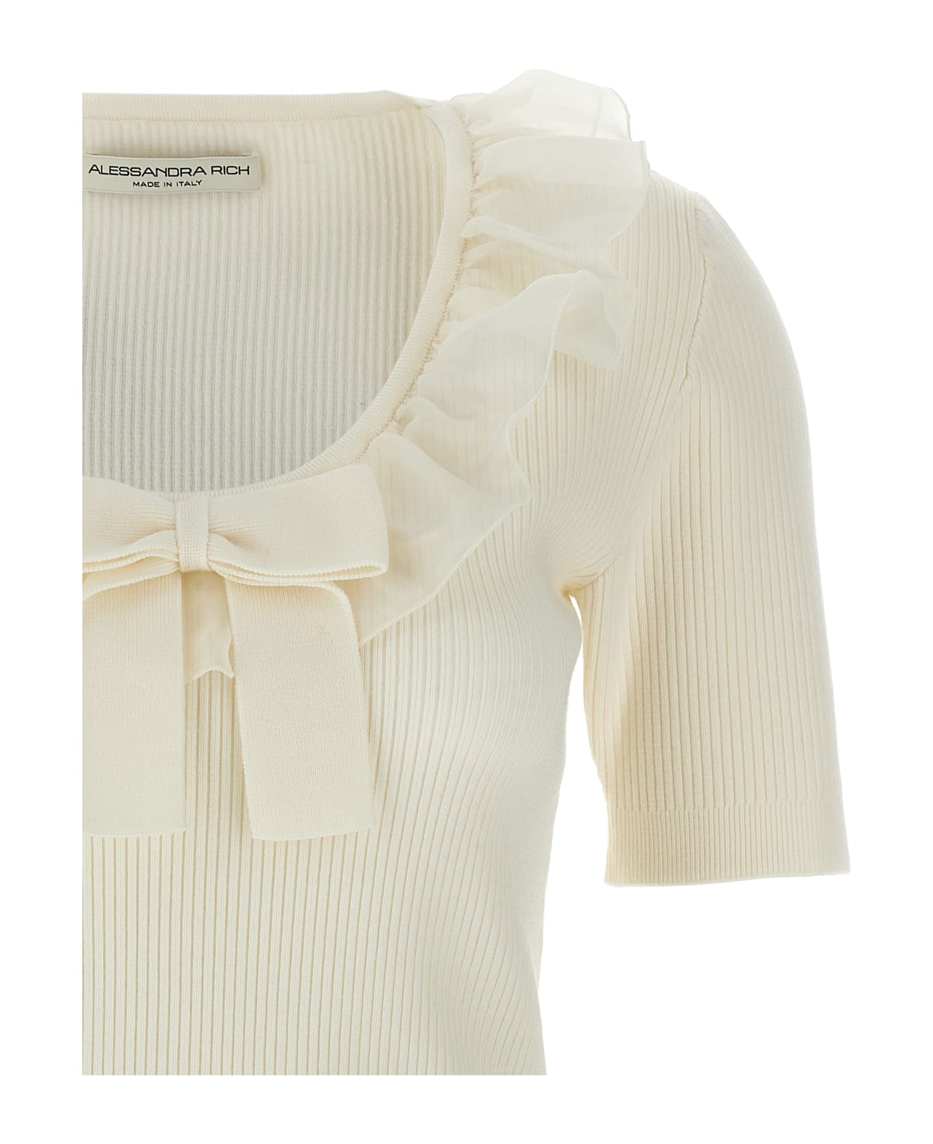Alessandra Rich Ruffle T-shirt - White