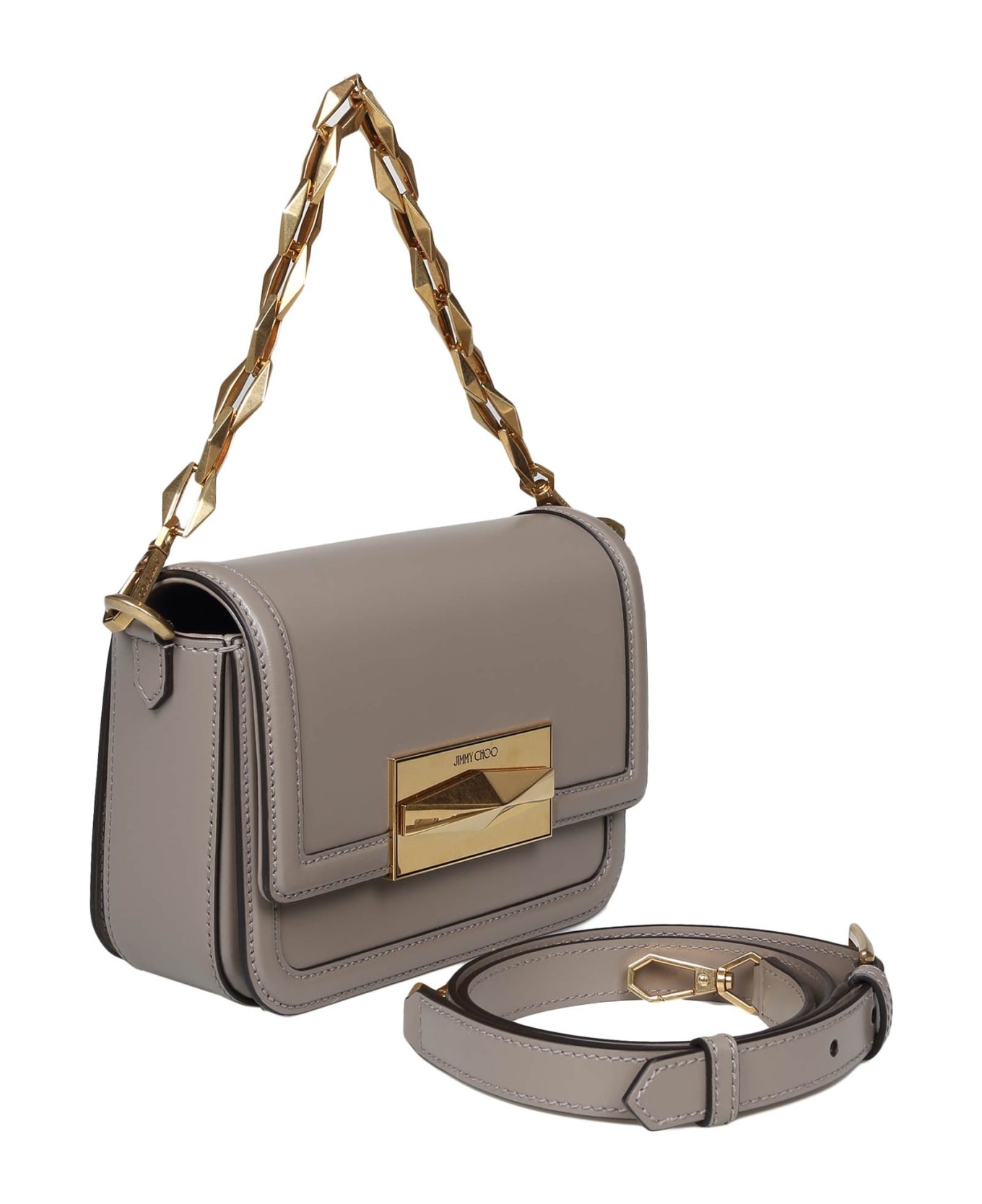 Jimmy Choo Diamond Crossbody Bag In Taupe Color Leather - Taupe
