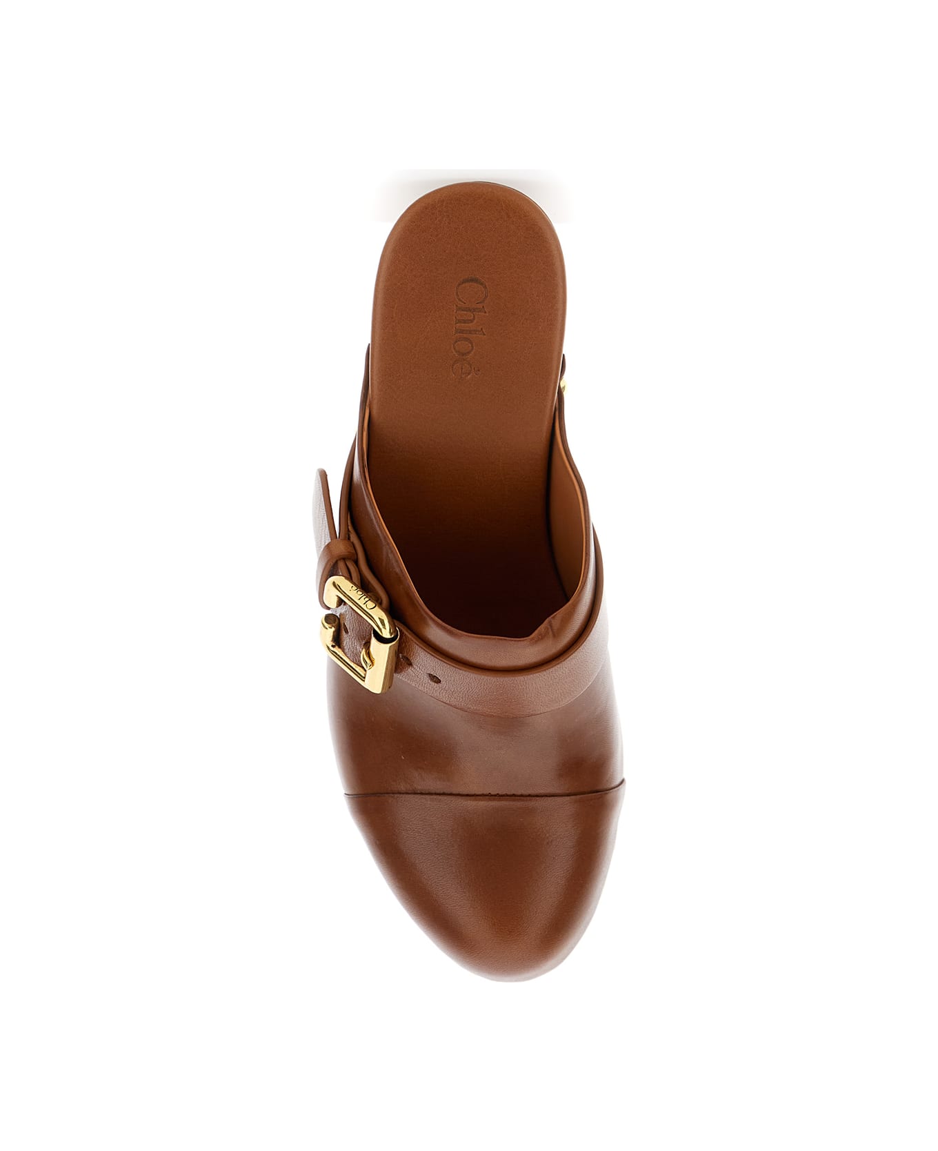 Chloé Caramel Leather Jeannette Clogs - GINGERBROWN