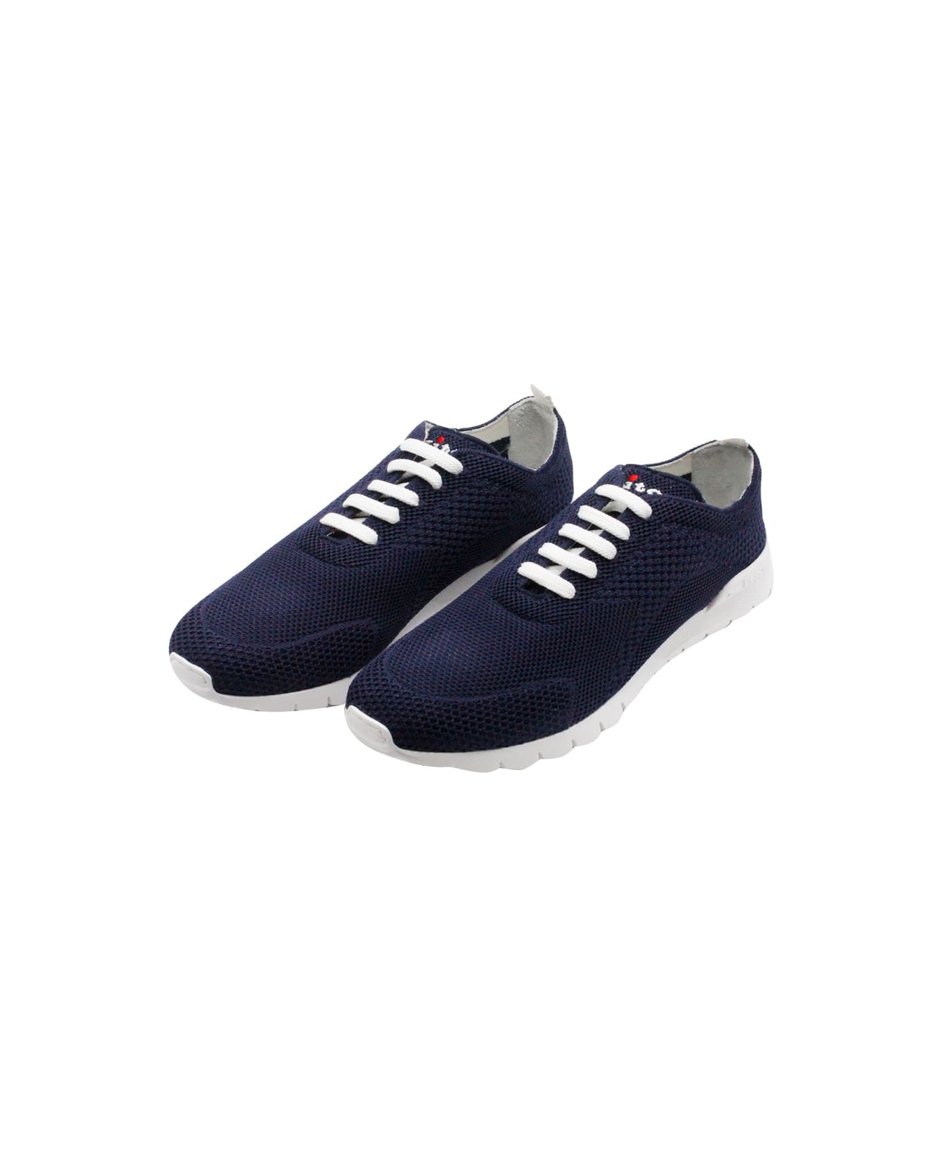 Kiton Sneaker Shoe Made Of Knit Fabric. The Bottom, With A White Sole, Is Flexible And Extra Light; The Elastic Tongue Ensures Greater Comfort. Logo - Blu