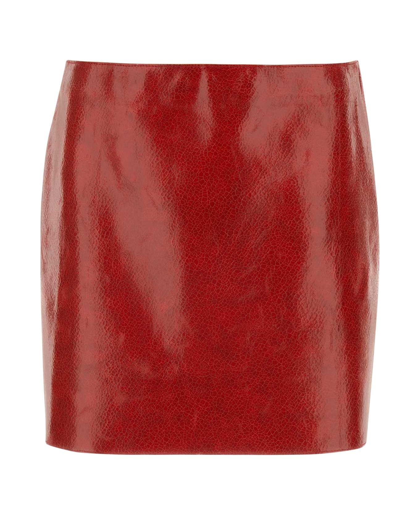 Prada Red Leather Mini Skirt - ROSSO