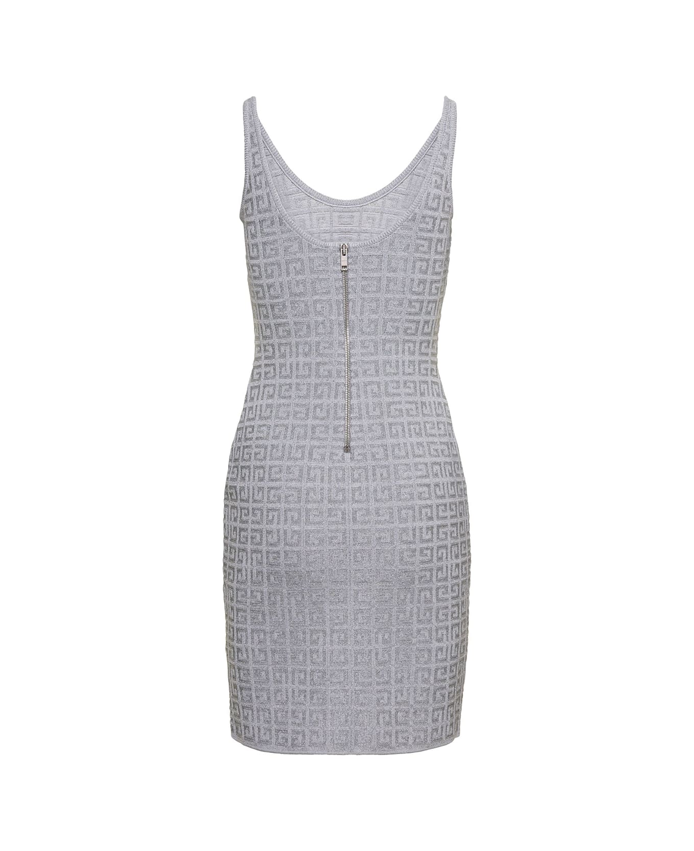 Givenchy Dress With Mogram Logo Motif All-over In Viscose Woman - Metallic