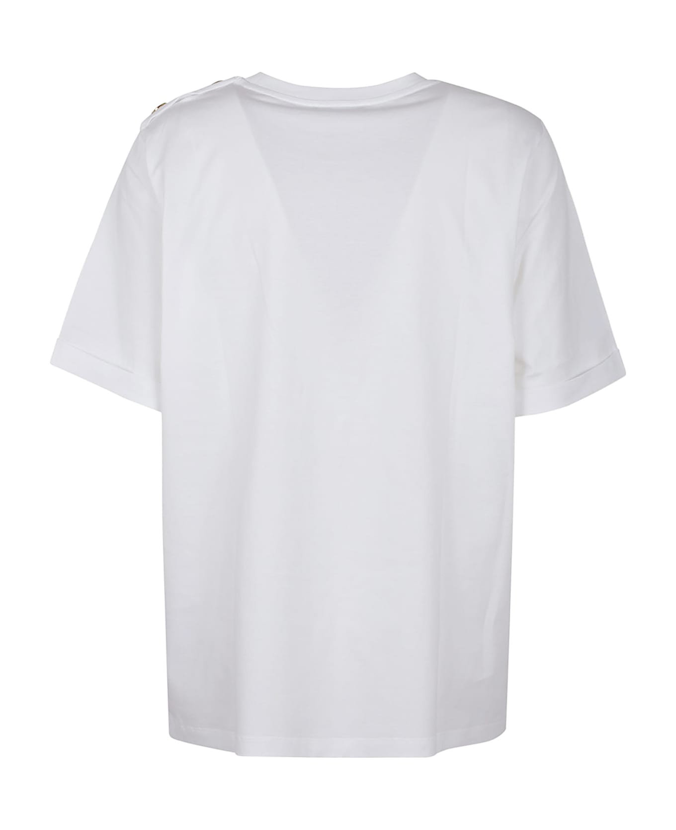 Balmain 3 Btn Lipstick Print T-shirt - Gti Blanc Multi Rose