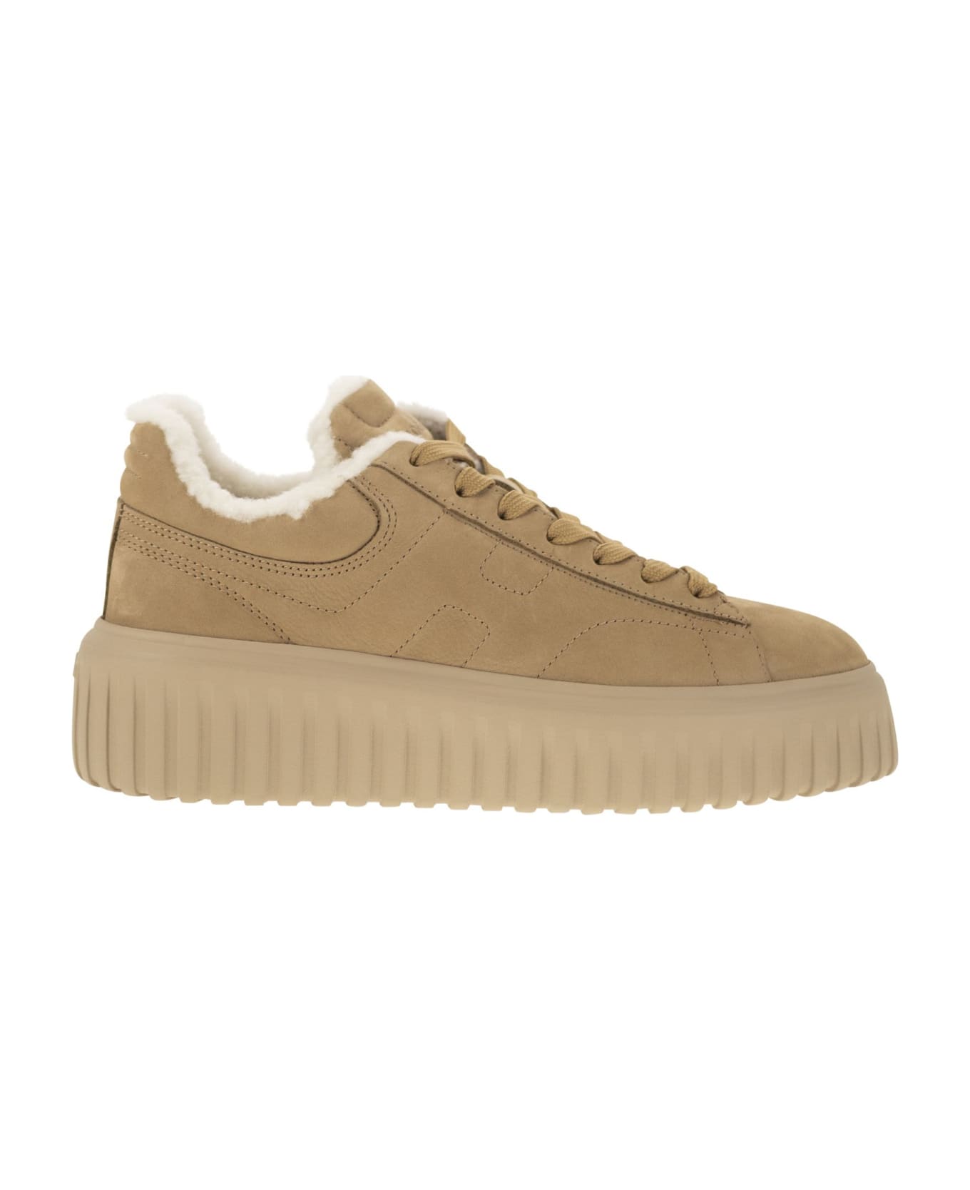 Hogan Suede H-stripes Trainers - Camel