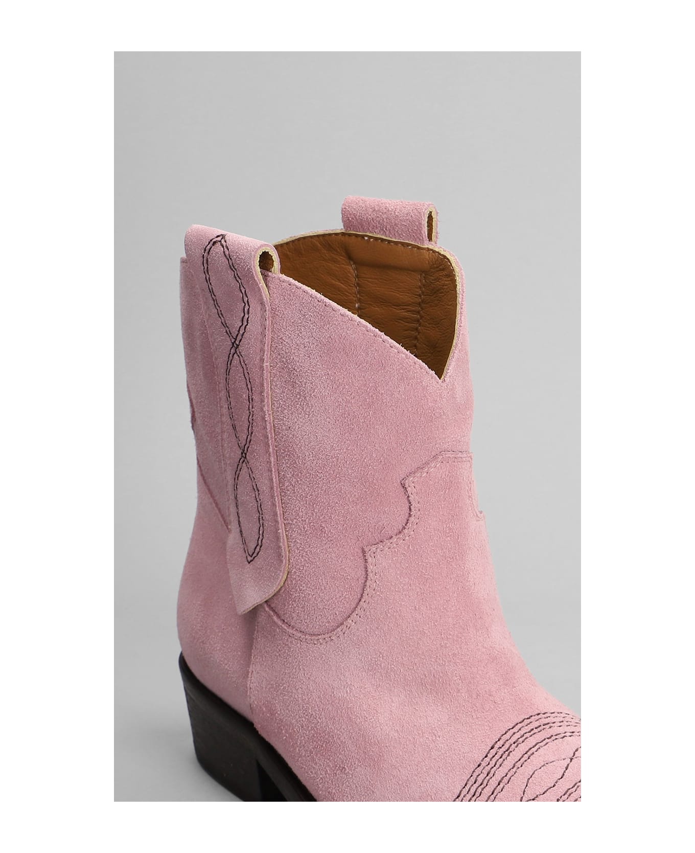 Via Roma 15 Texan Ankle Boots In Rose-pink Suede - rose-pink ブーツ