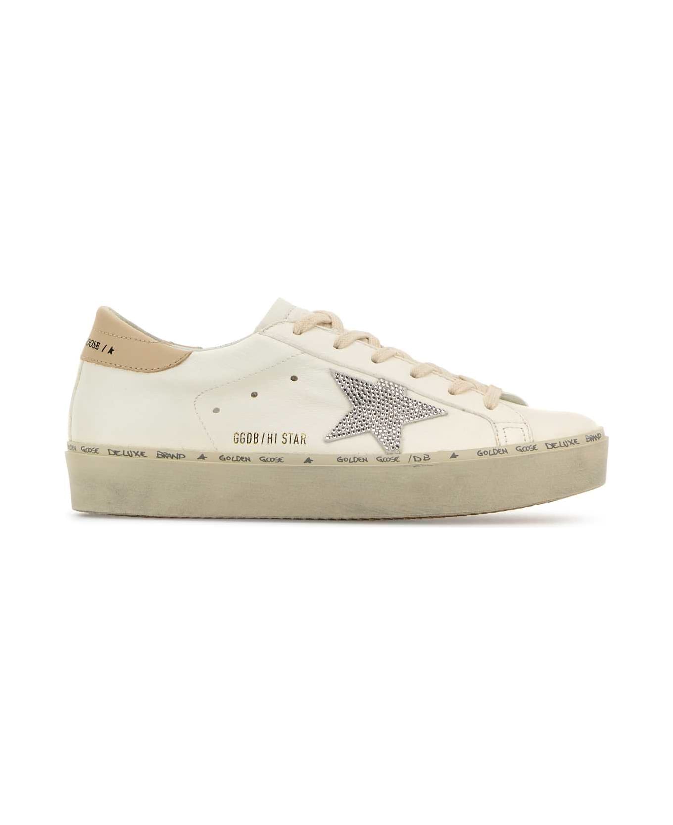 Golden Goose White Leather Hi Star Sneakers - WHITECRYSTALSMOKEGREY