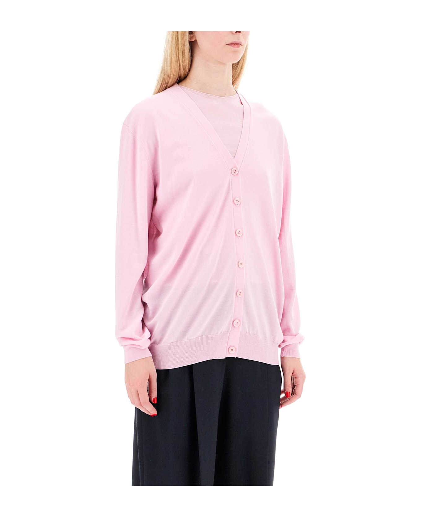 Mrz Lightweight Wool Cardigan - Pink