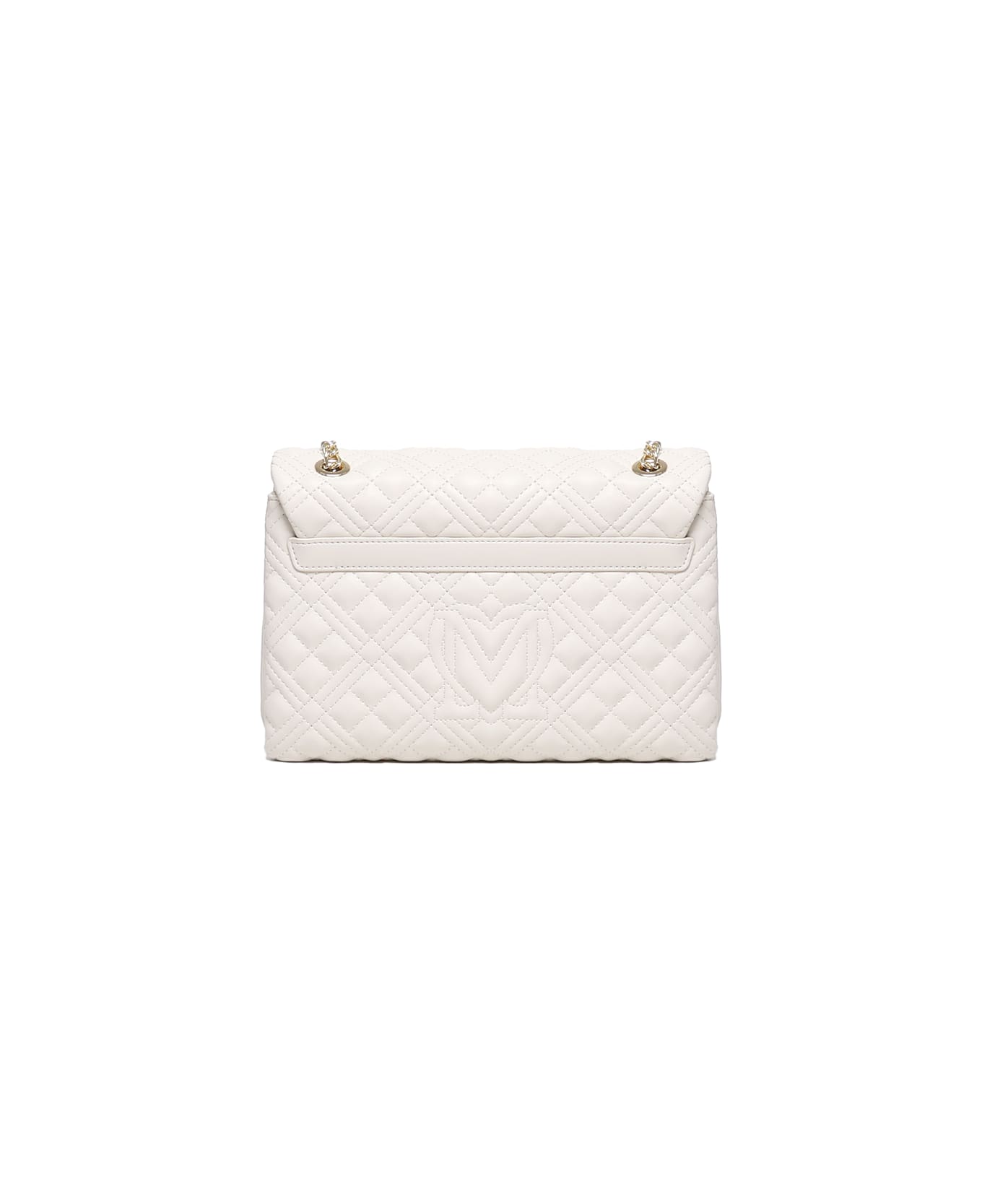 Love Moschino Quilted Bag With Logo Plaque - Ivory