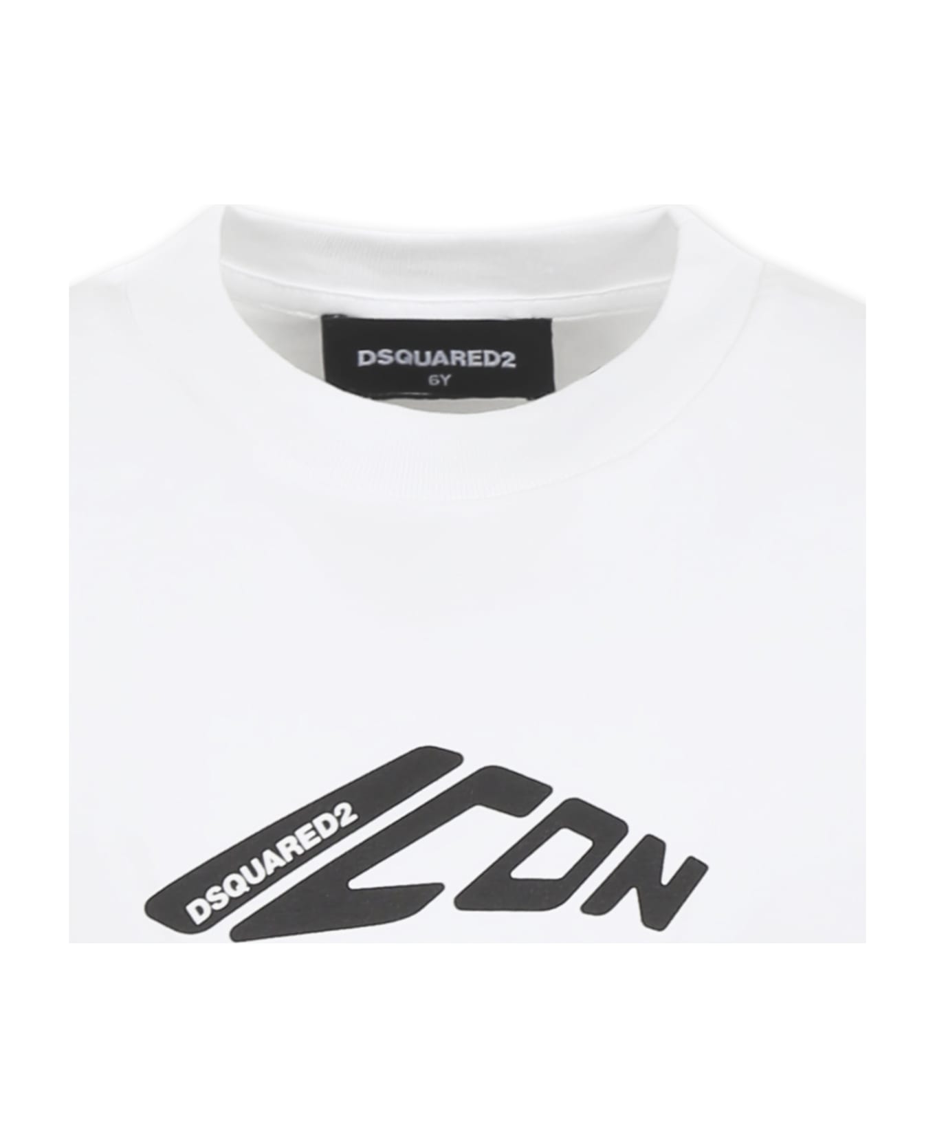 Dsquared2 White T-shirt For Boy With Black Logo - White