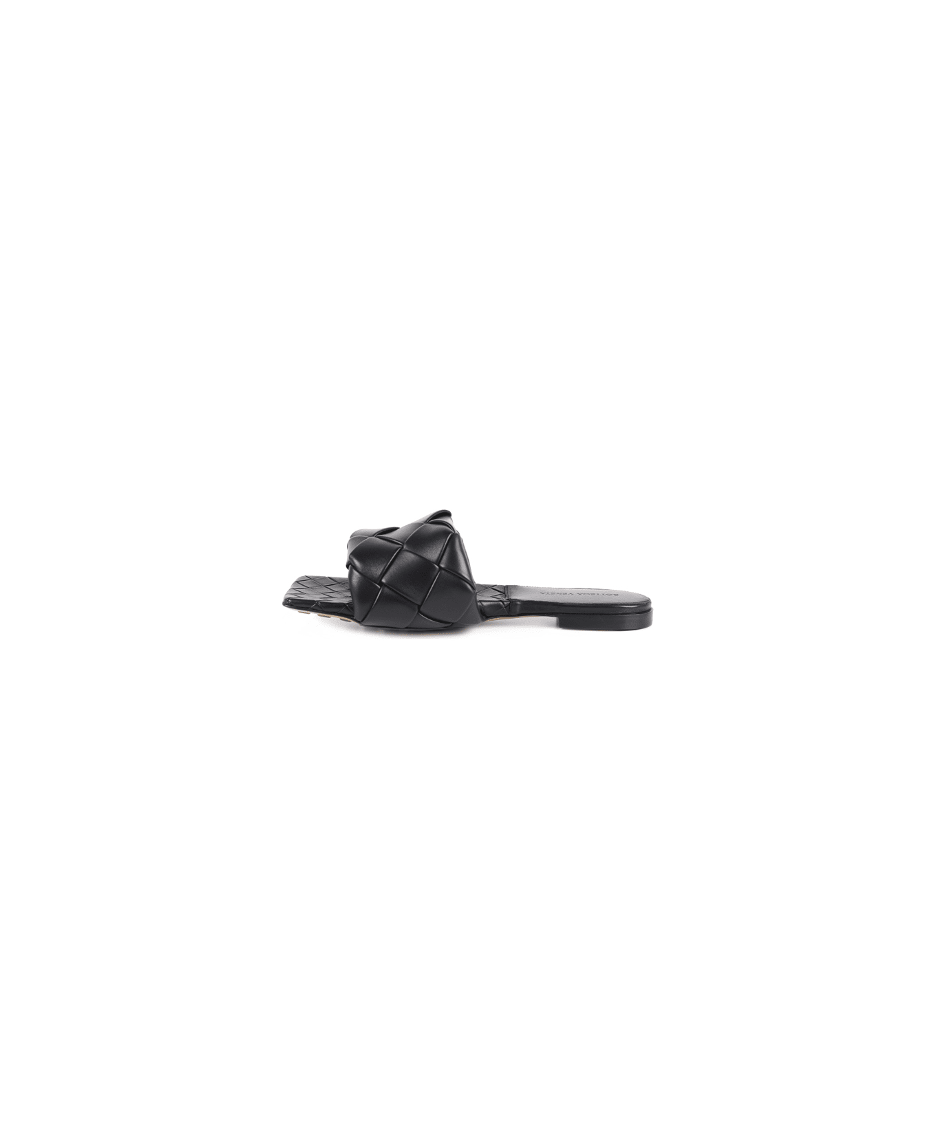 Bottega Veneta Lido Intrecciato Flat Sandals In Nappa - Black