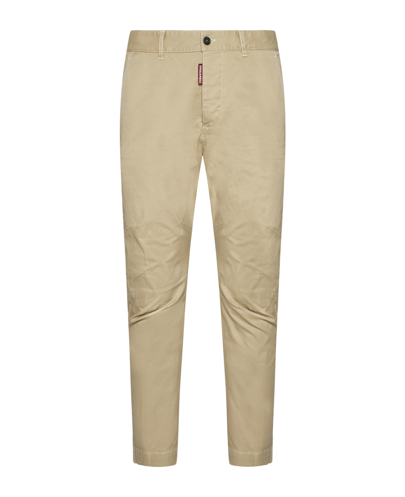 Dsquared2 Buttoned Zip Chino Trousers - Nude & Neutrals ボトムス