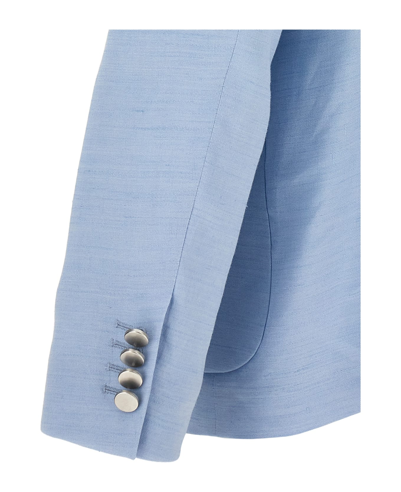 Tonello Double Breast Linen Blazer Jacket - Light Blue