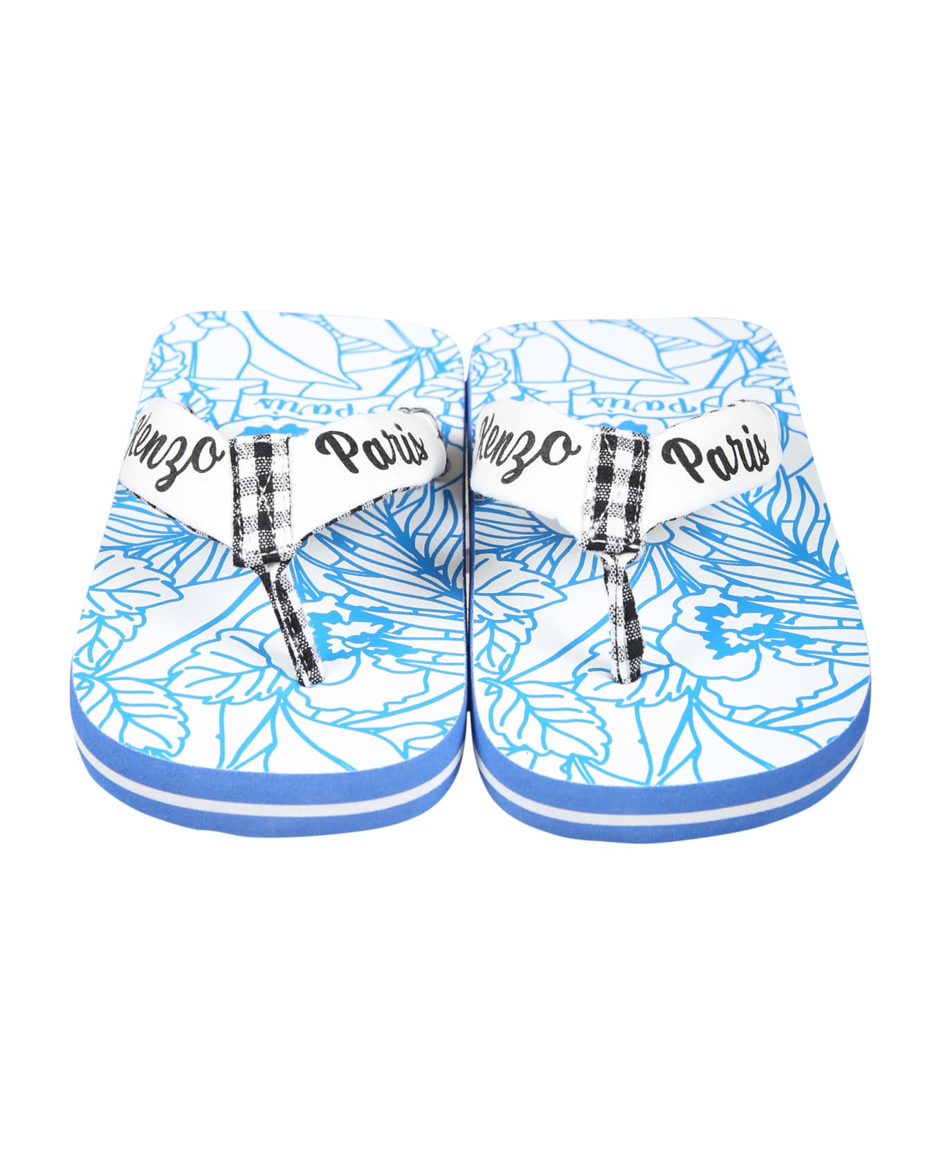 Kenzo Kids Blue Flip Flops For Boy With Logo - Blue